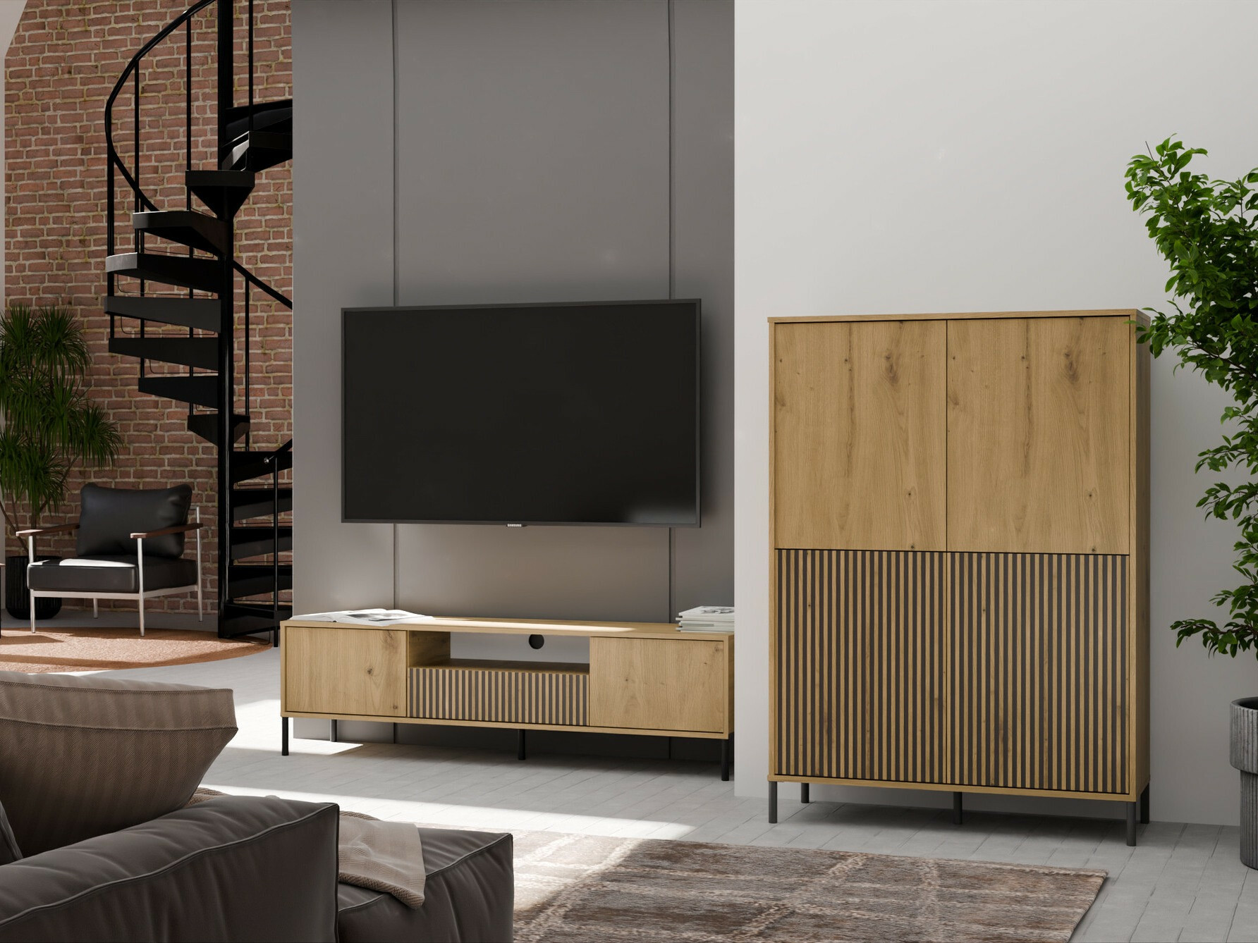 Estantería Orlsone 104 (Roble Artisan + Negro)