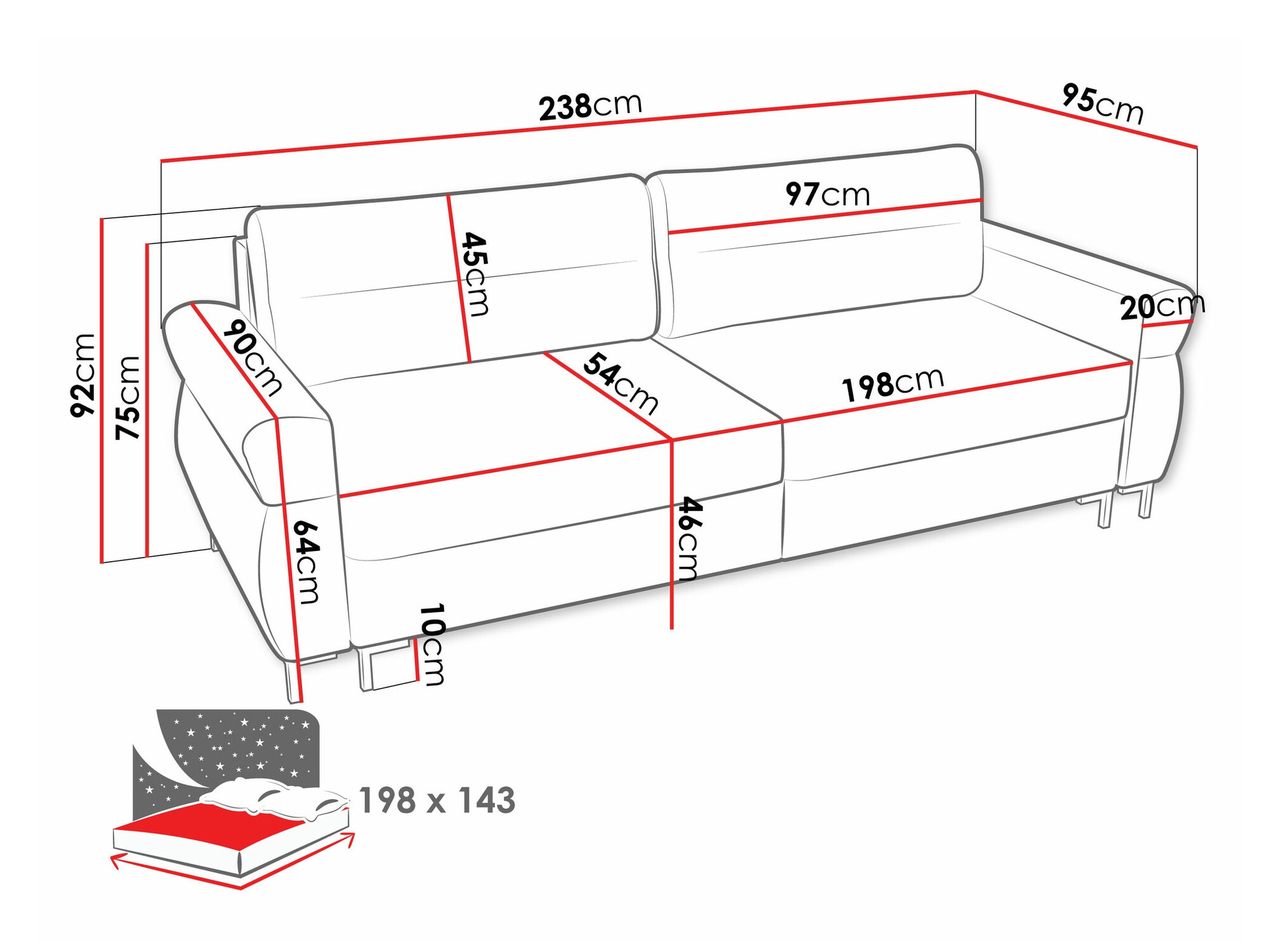 Sofá cama Stonecrest 104 (Sierra 744)
