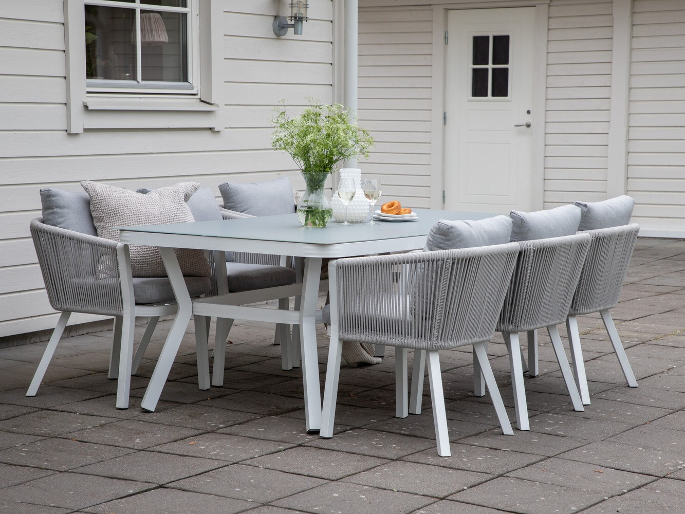 Conjunto de mesa y sillas Dallas 3020 (Blanco + Gris)