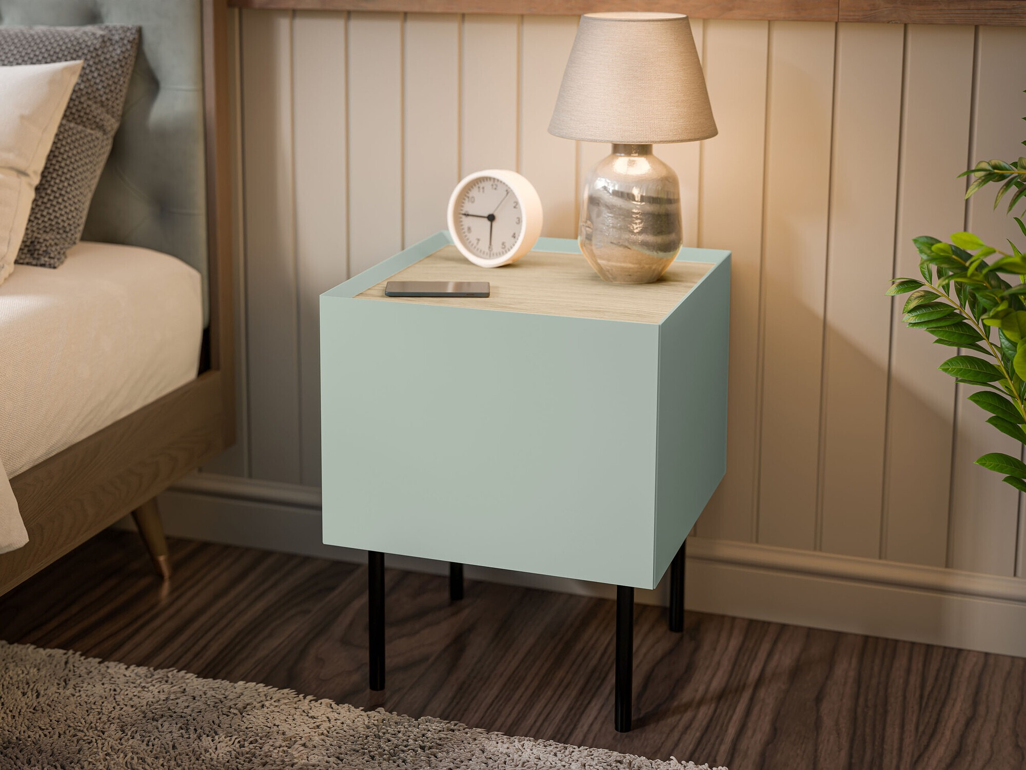 Conjunto de mesitas de noche Melbela 108 (Olivo claro + Roble)