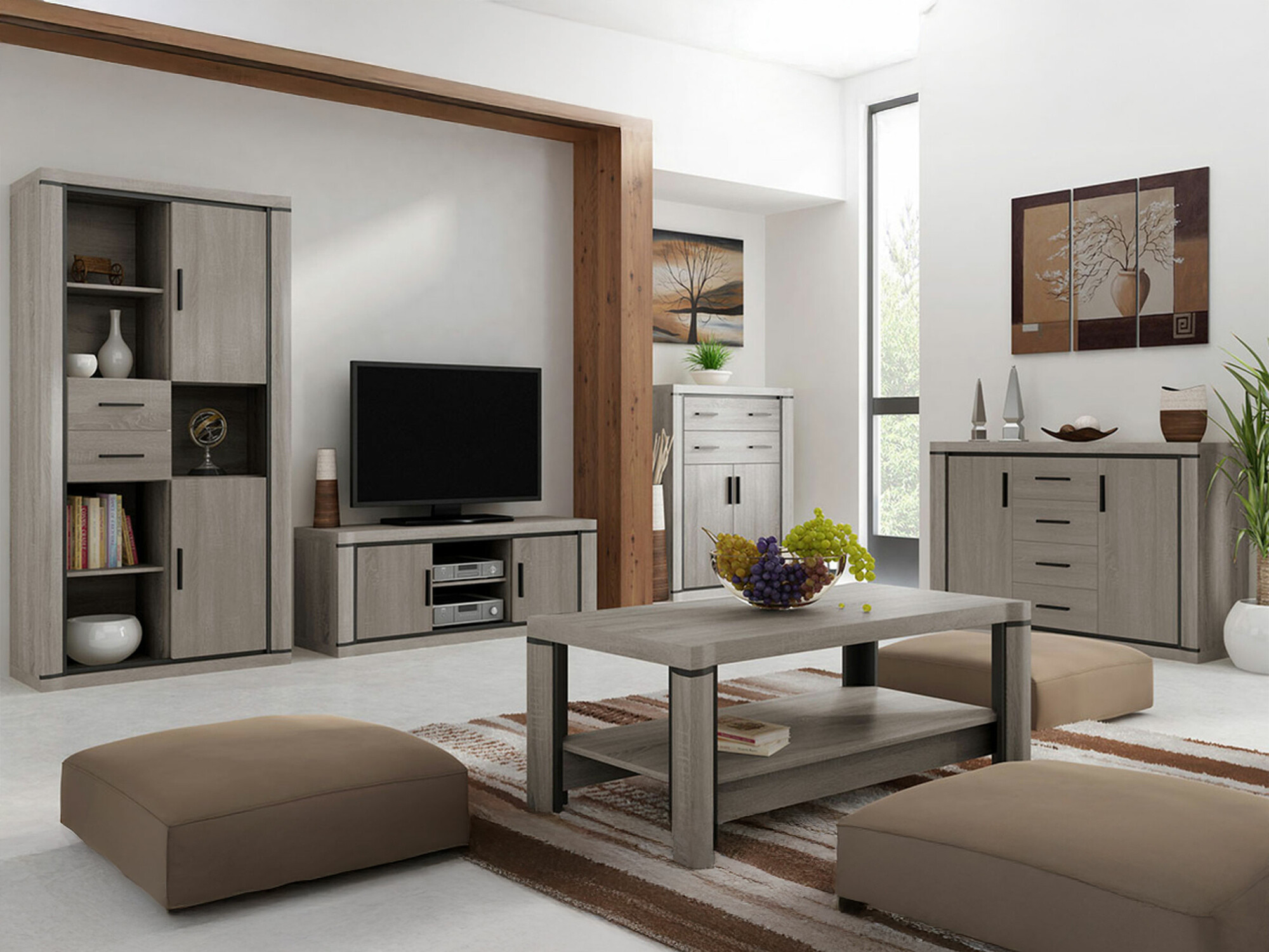 Conjunto de salón Lorelie 124 (Trufa roble)