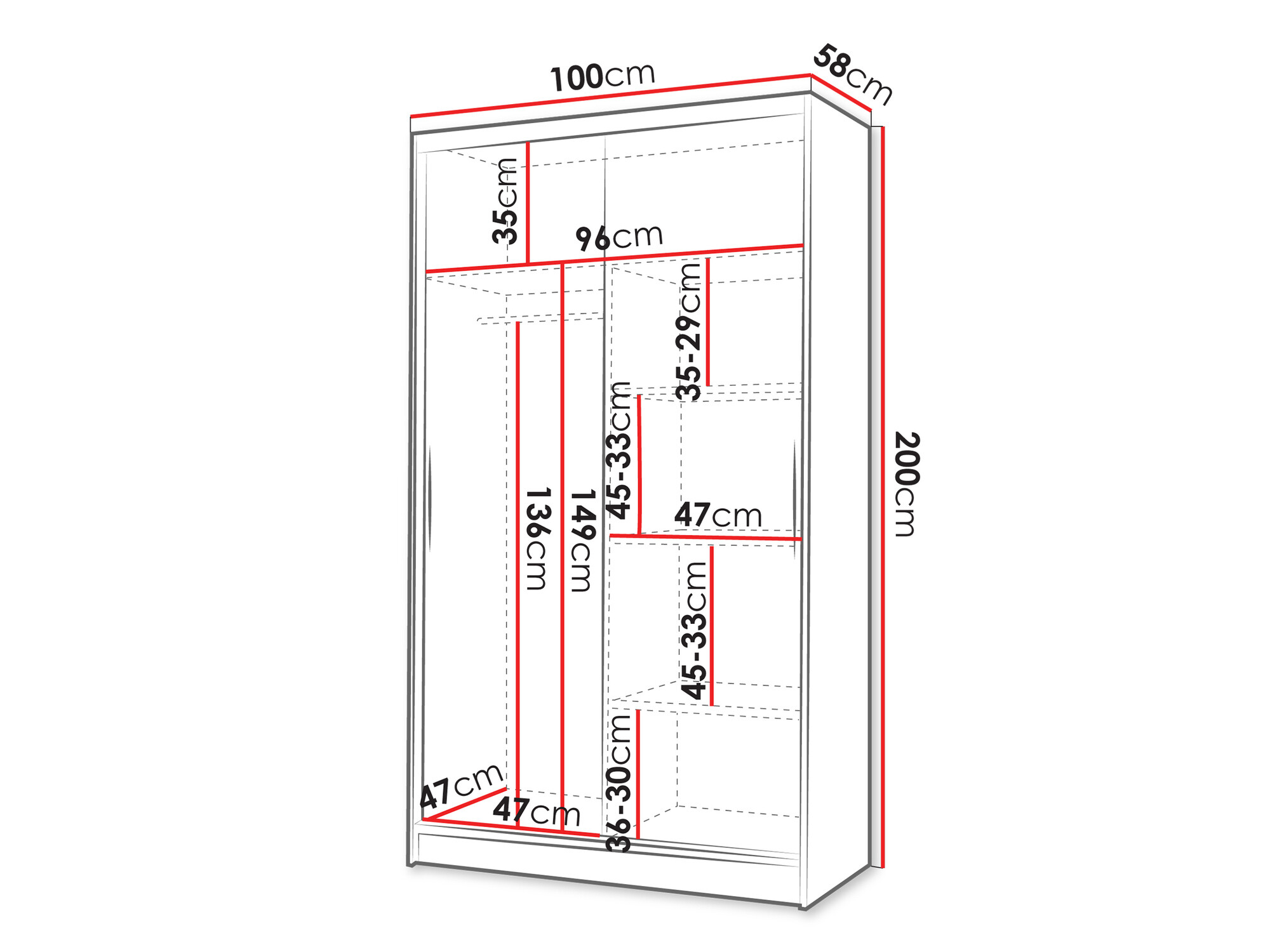 Armario Closico Fractor IV (Blanco + Negro)