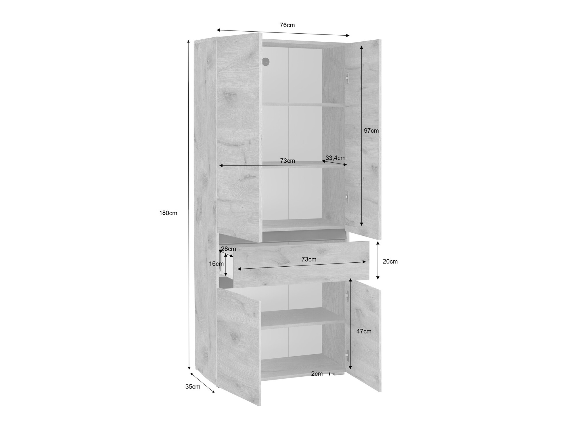 Armario de pie para baño Soncamu 113 (Blanco + Antracita)