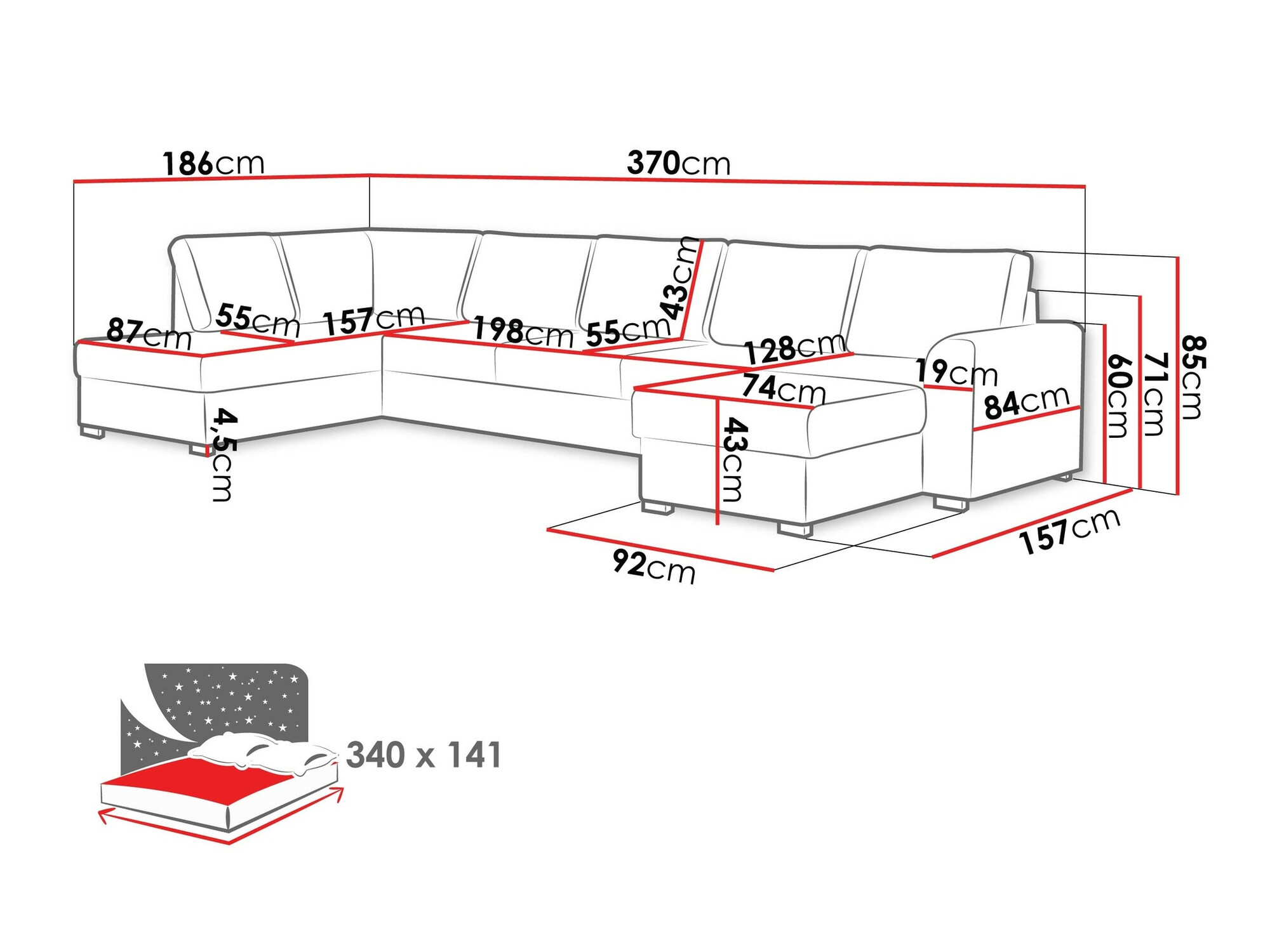 Sofá rinconero Comfivo 191 (Magic Velvet 2217)