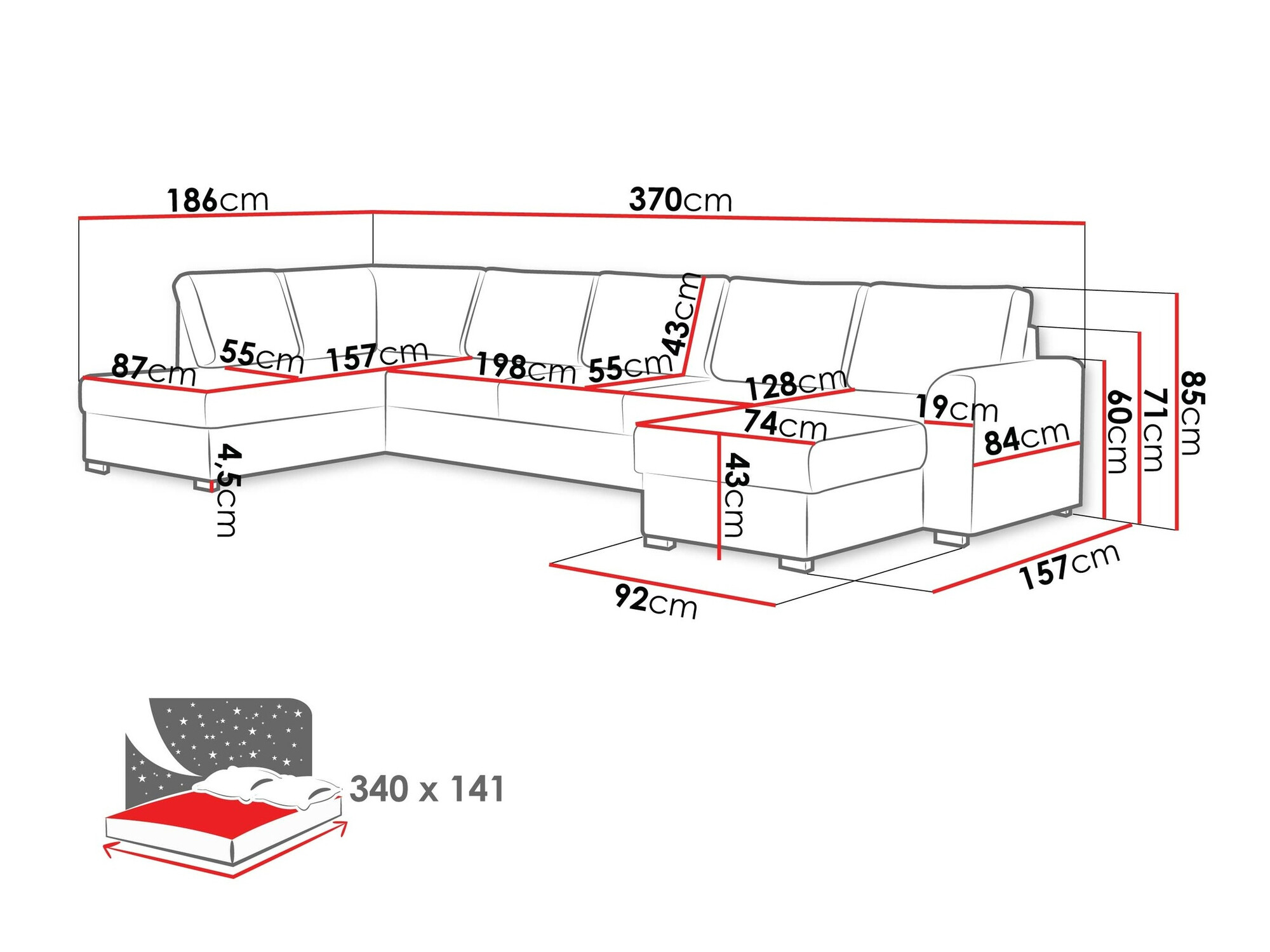 Sofá rinconero Comfivo Flumen I (Magic Velvet 2217)