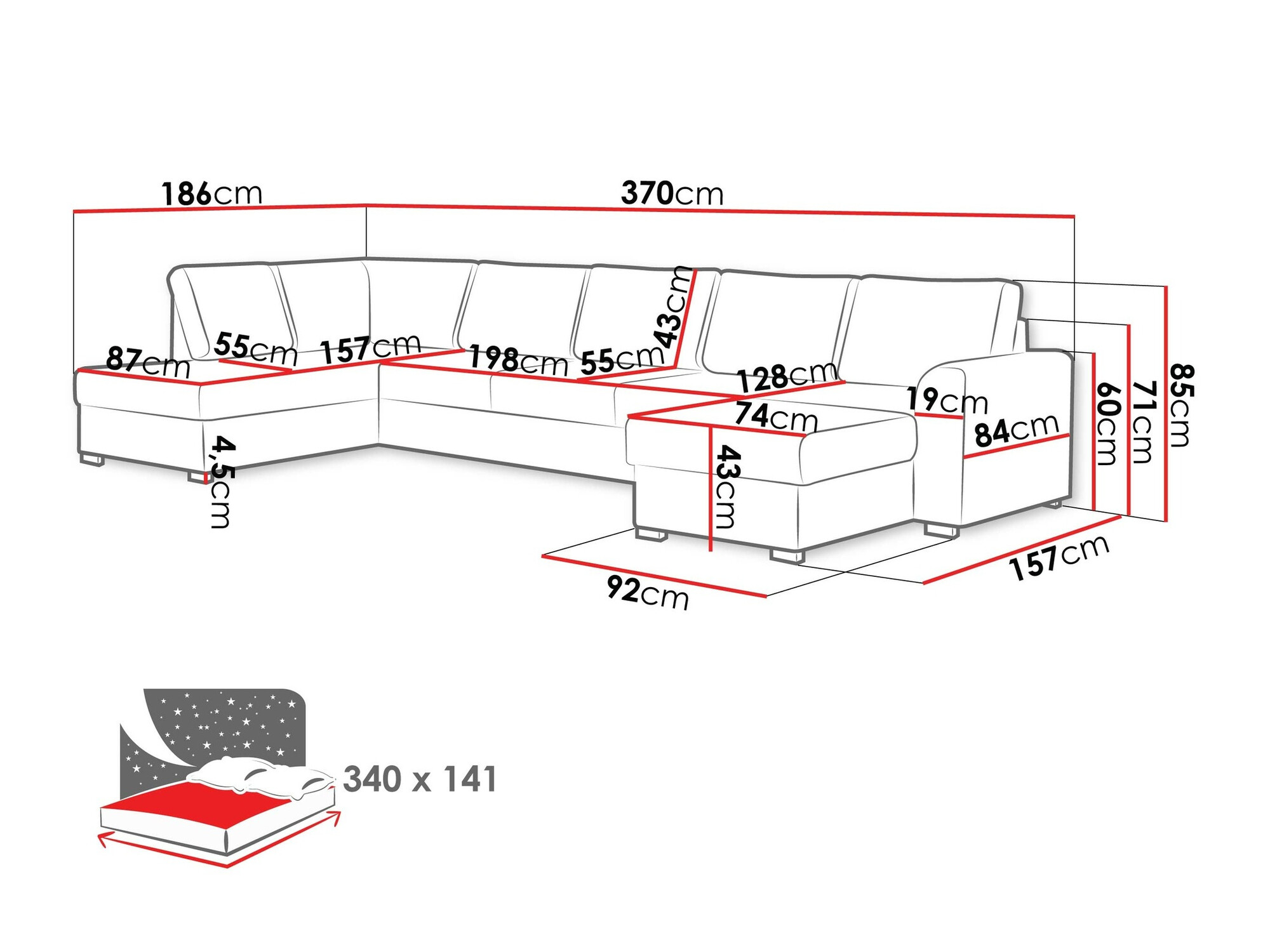 Sofá rinconero Comfivo Flumen I (Soft 017 + Lux 06)