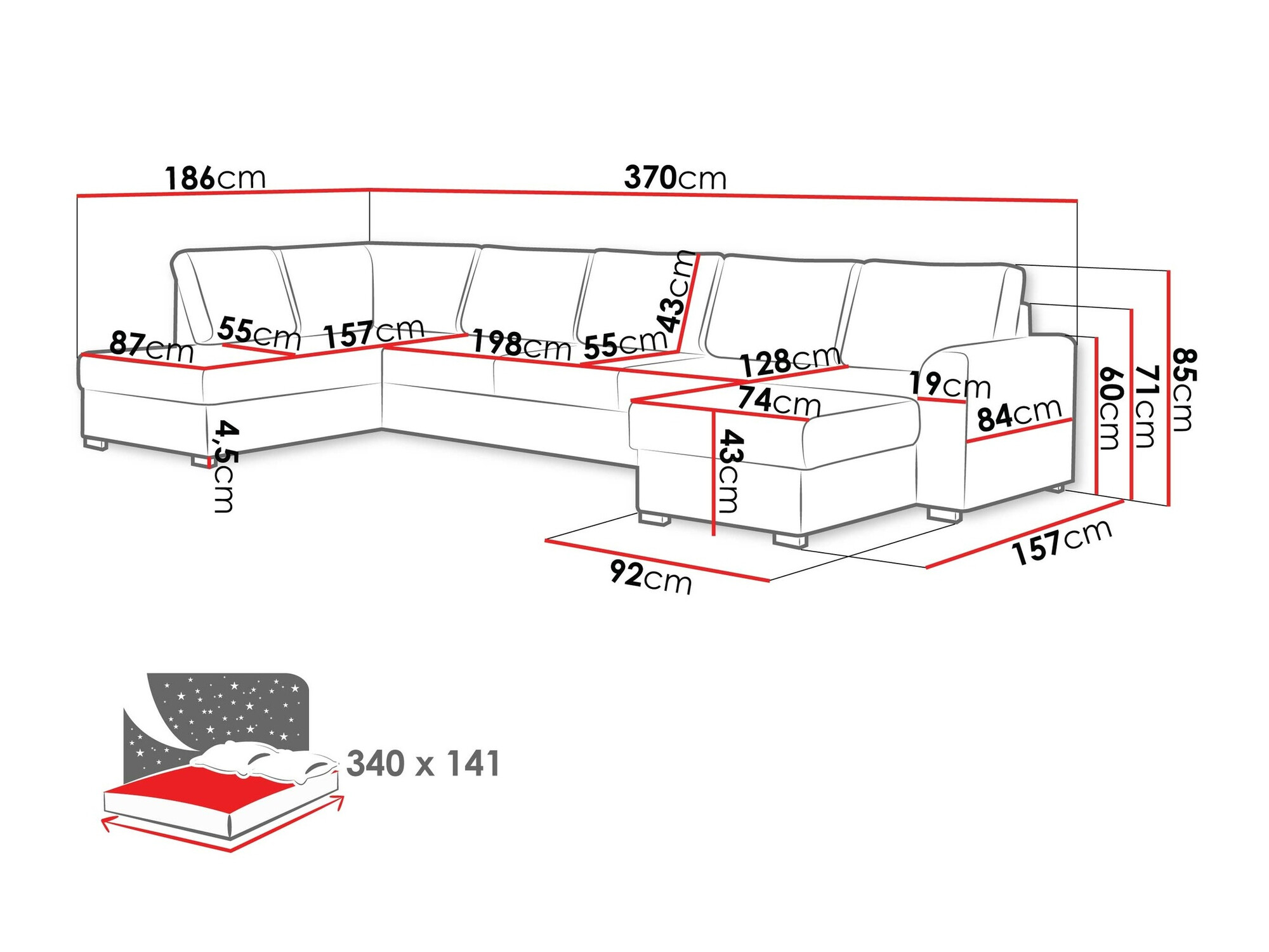 Sofá rinconero Comfivo Flumen I (Twist 23)