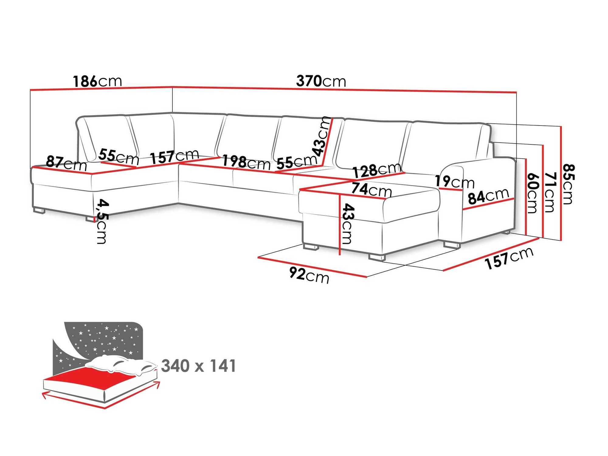 Sofá rinconero Comfivo Flumen I (Twist 23)