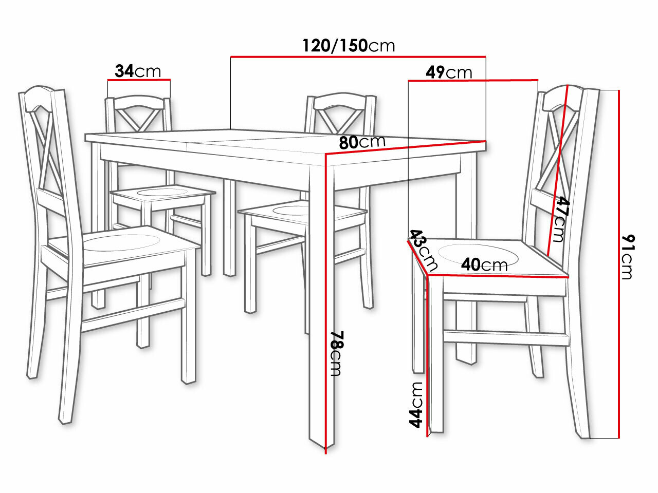 Conjunto de comedor Victorville 281 (Blanco + Roble Sonoma)