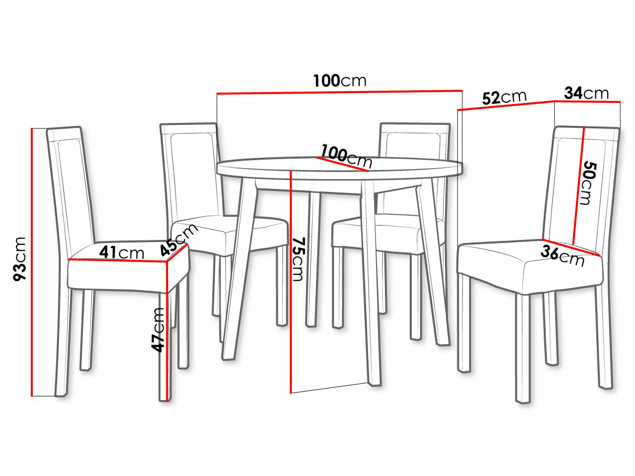 Conjunto de mesas y sillas para comedor Victorville 256 (Roble nieto + Negro)