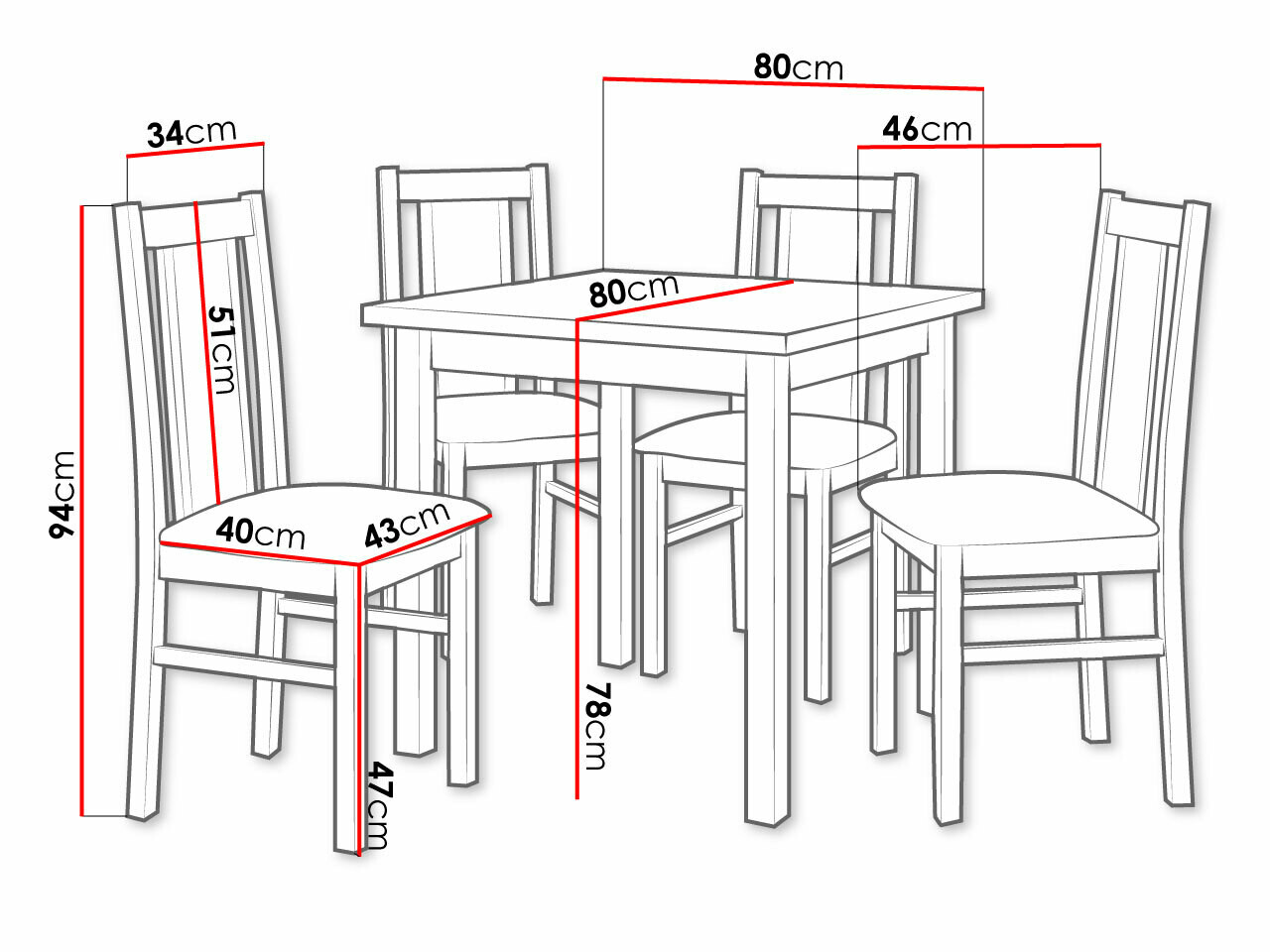 Conjunto de mesas y sillas para comedor Victorville 279 (Blanco)
