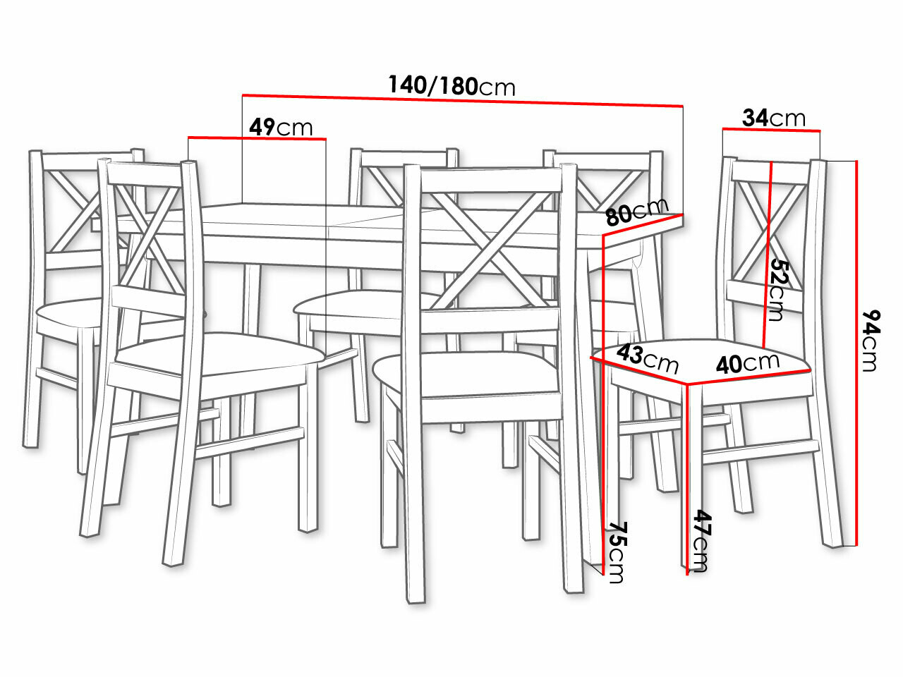 Conjunto de mesas y sillas para comedor Victorville 295 (Roble Artisan + Negro)