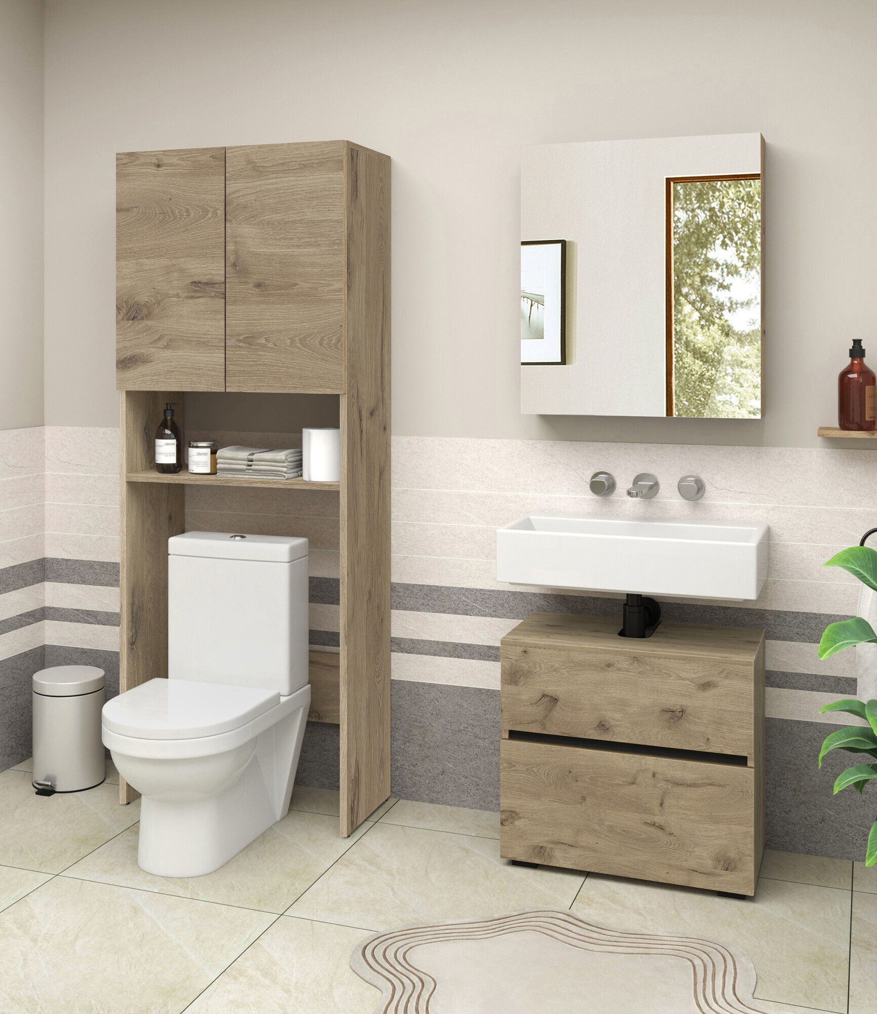 Estantería para baño Soncamu 114 (Roble)