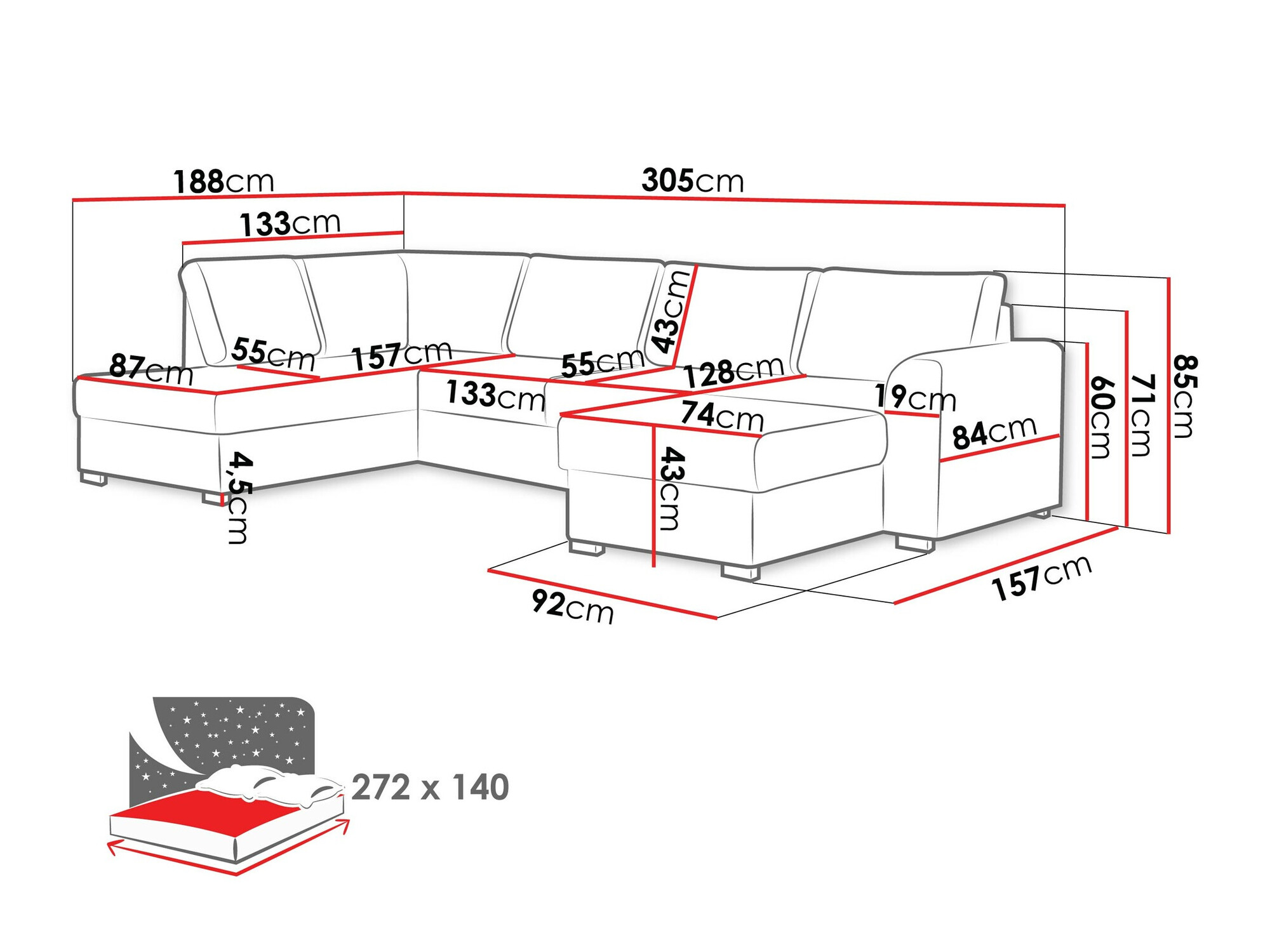 Sofá rinconero Comfivo 189 (Clara 215.10)
