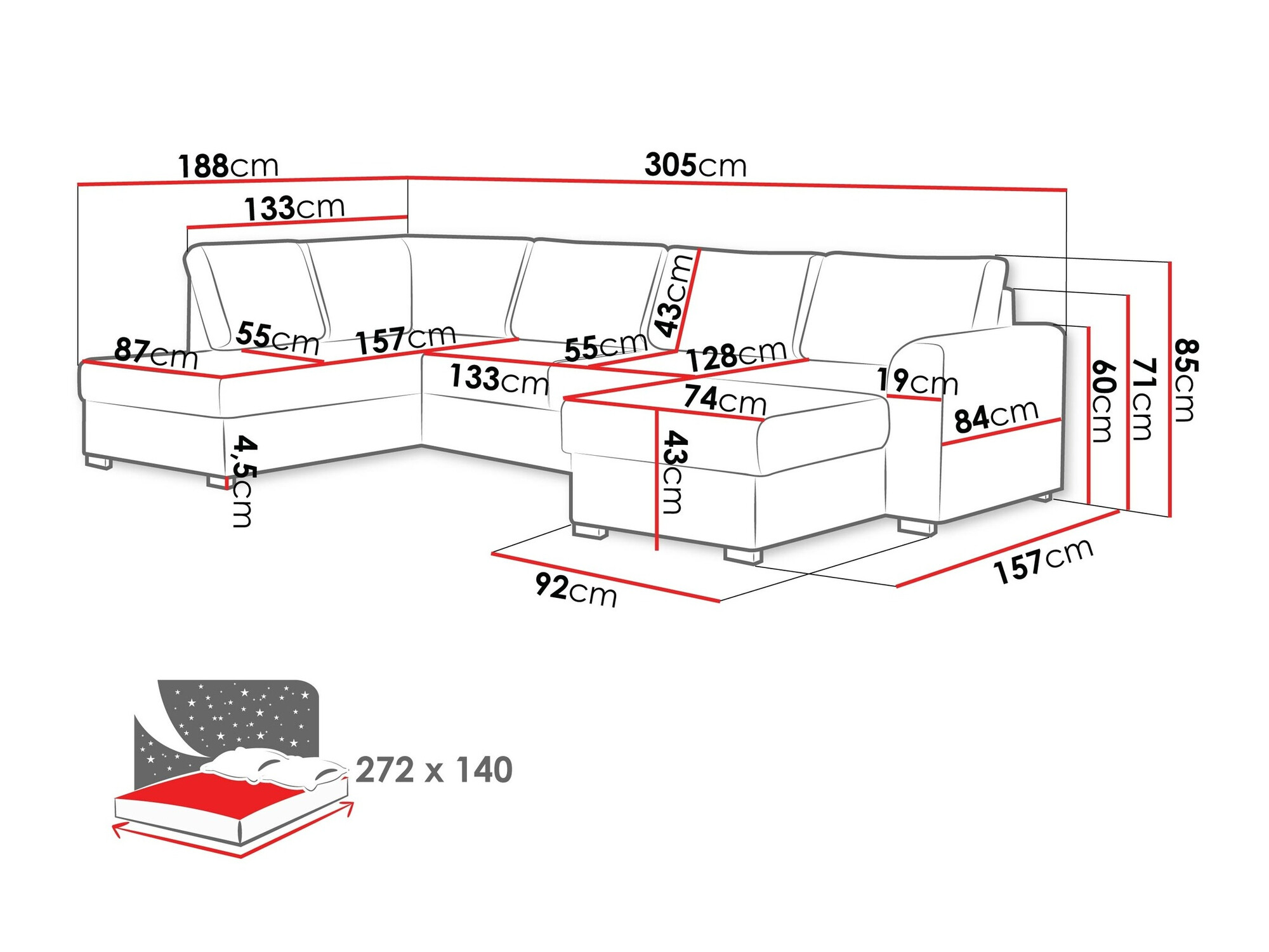 Sofá rinconero Comfivo 189 (Zetta 291)