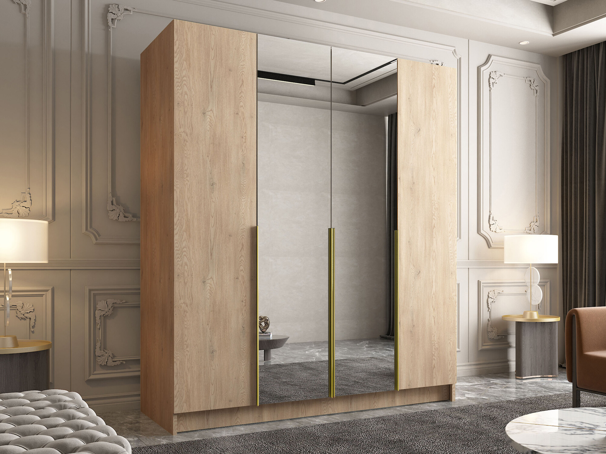 Armario Closico 191 (Luminoso madera + Dorado)