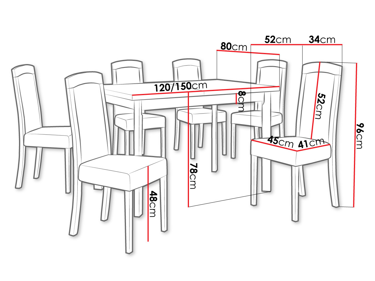 Conjunto de comedor Victorville 351 (Nogal)