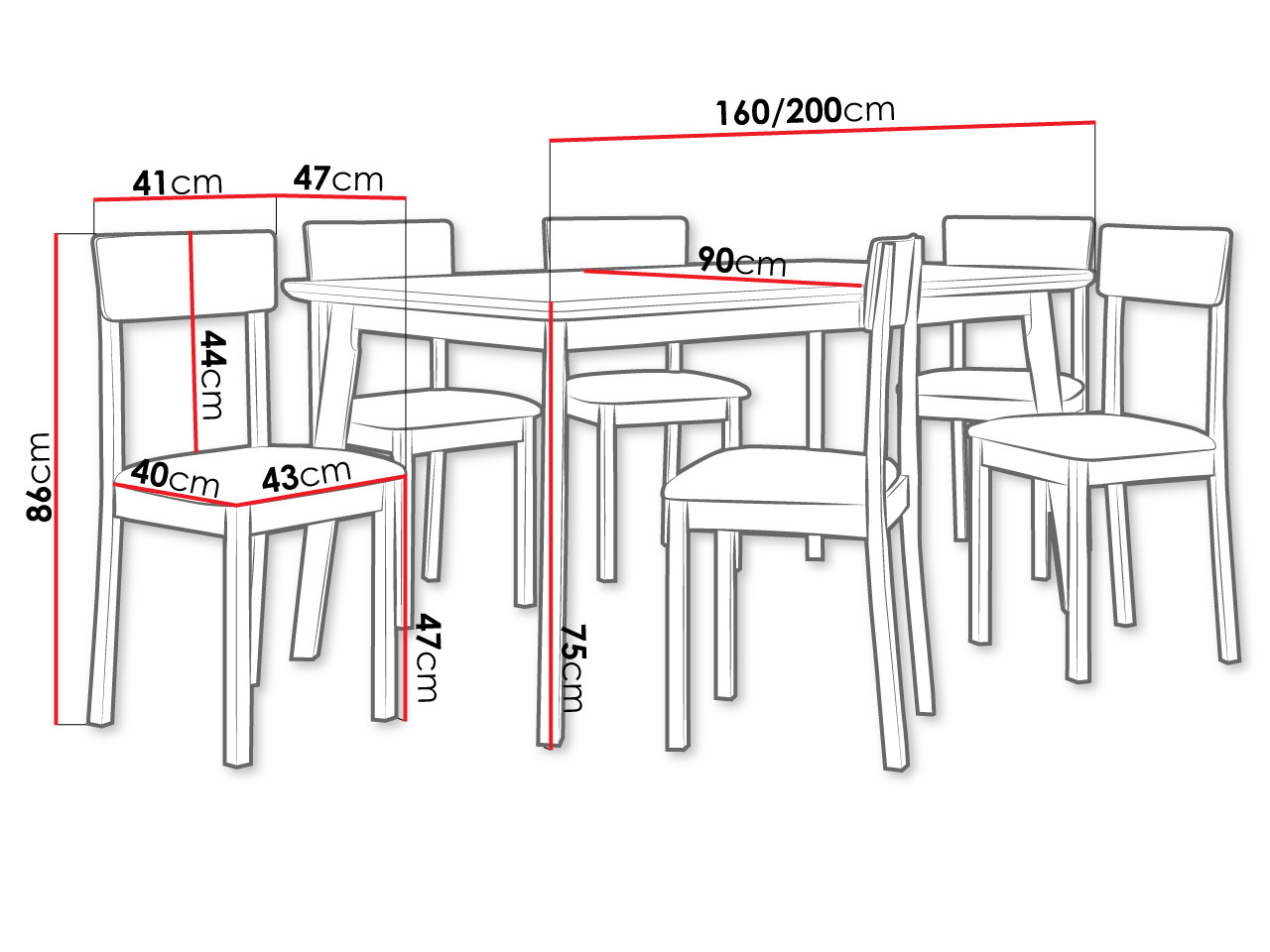 Conjunto de mesas y sillas para comedor Victorville 350 (Blanco)