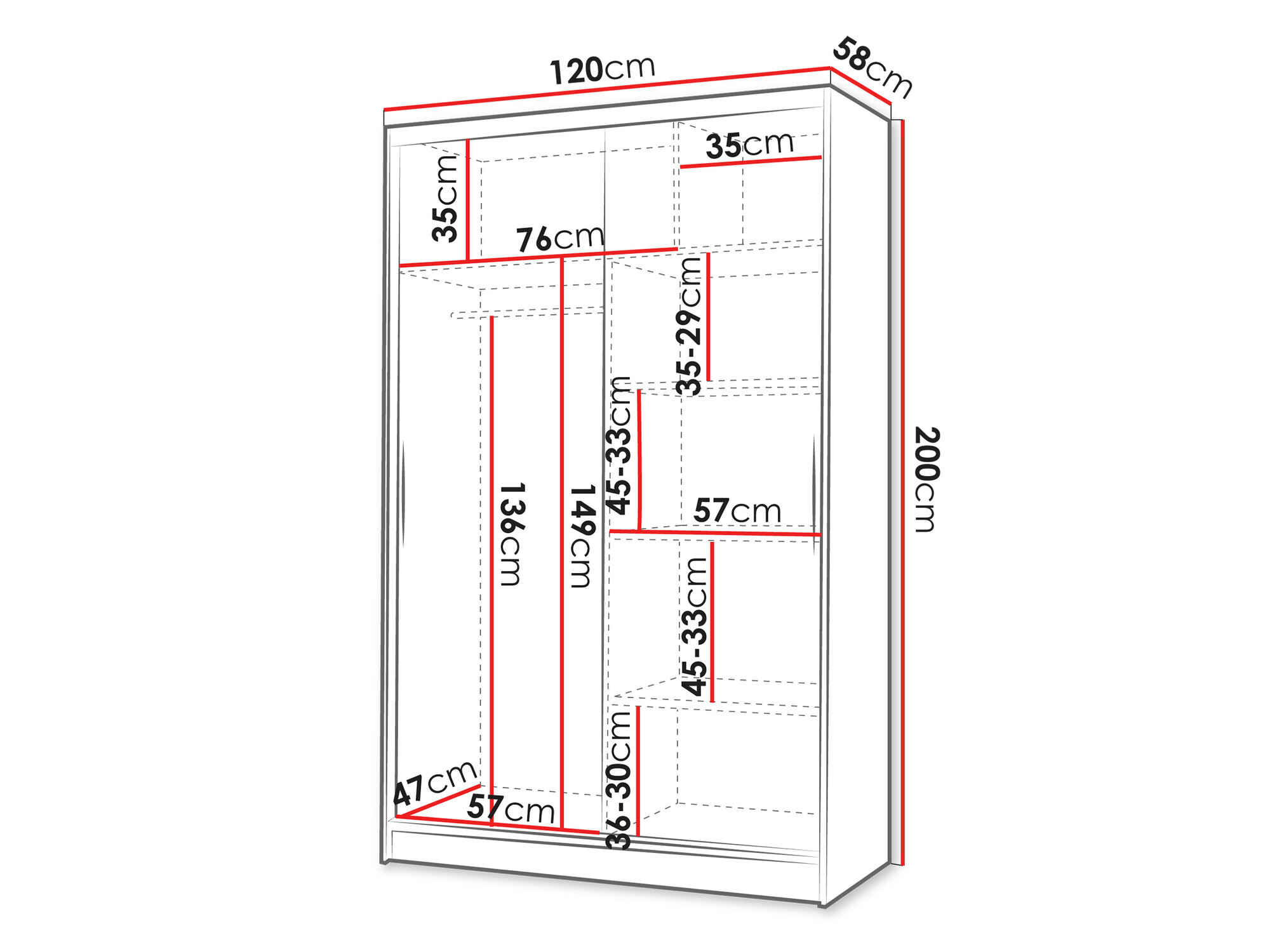 Armario Closico 147 (Negro + Roble Artisan)