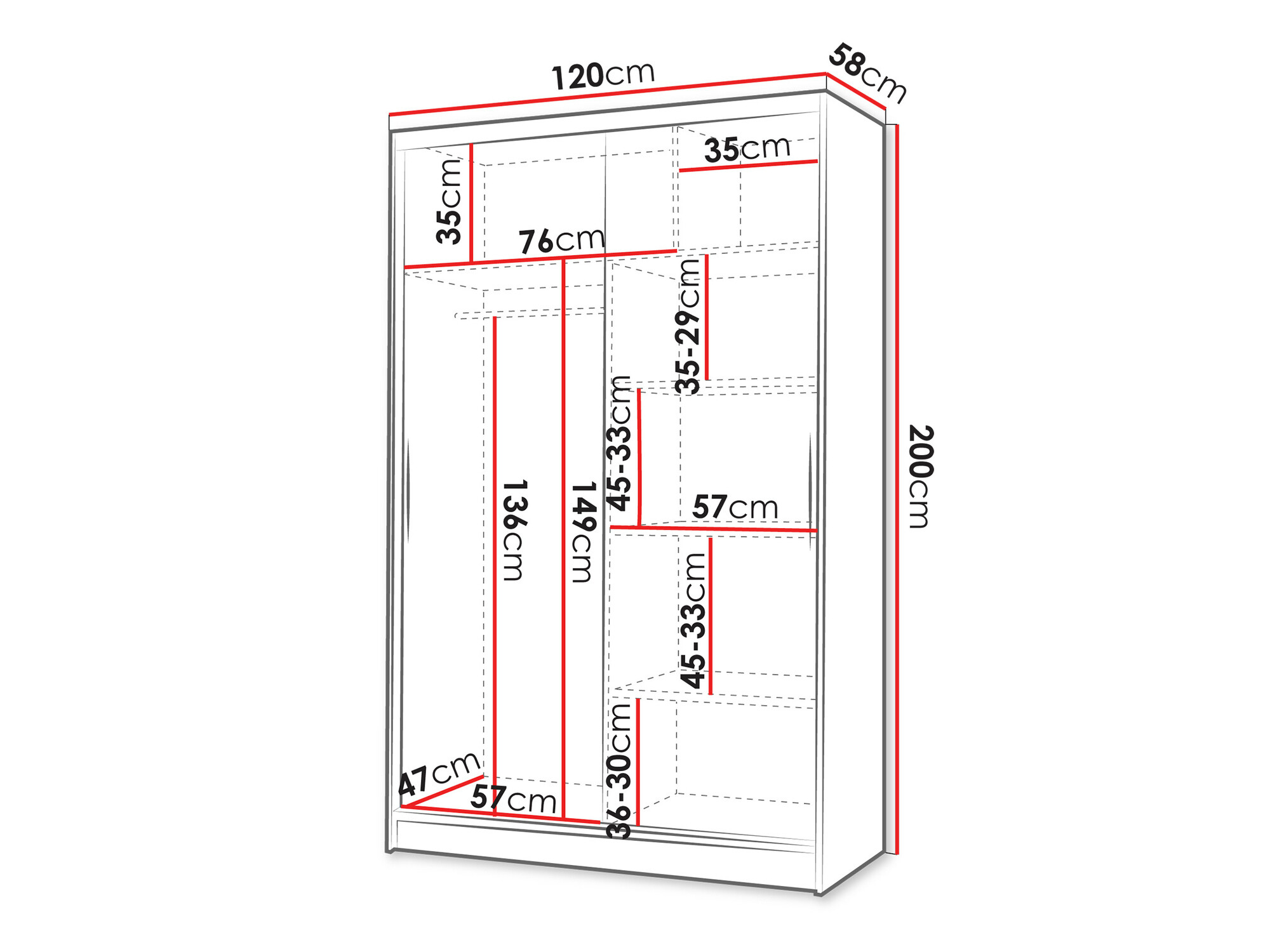 Armario Closico 148 (Blanco + Roble Sonoma)
