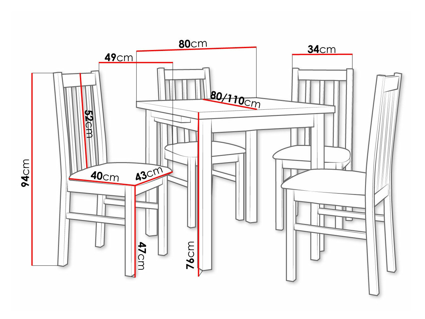 Conjunto de comedor Victorville 263 (Blanco)