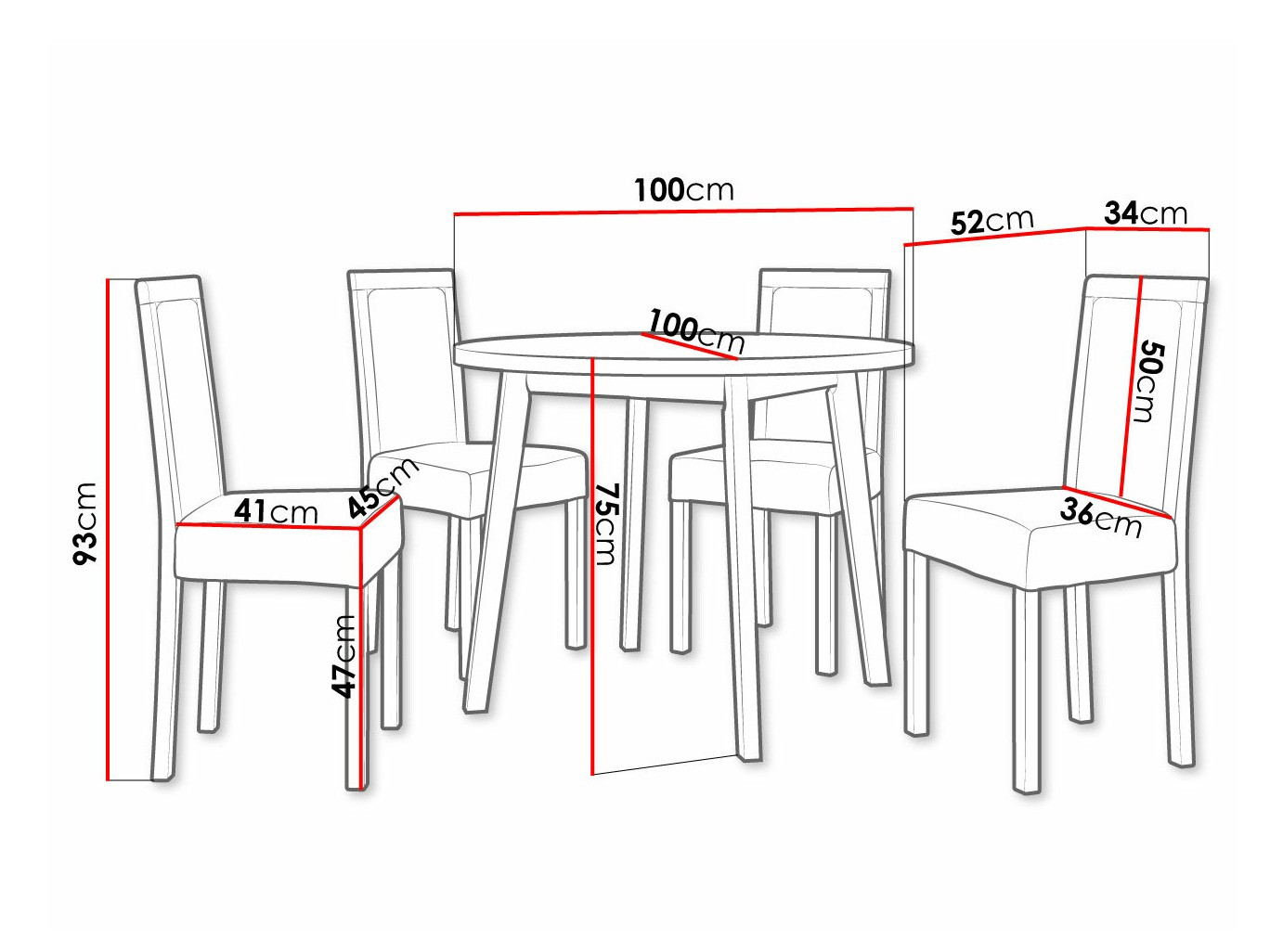 Conjunto de comedor Victorville 304 (Negro)