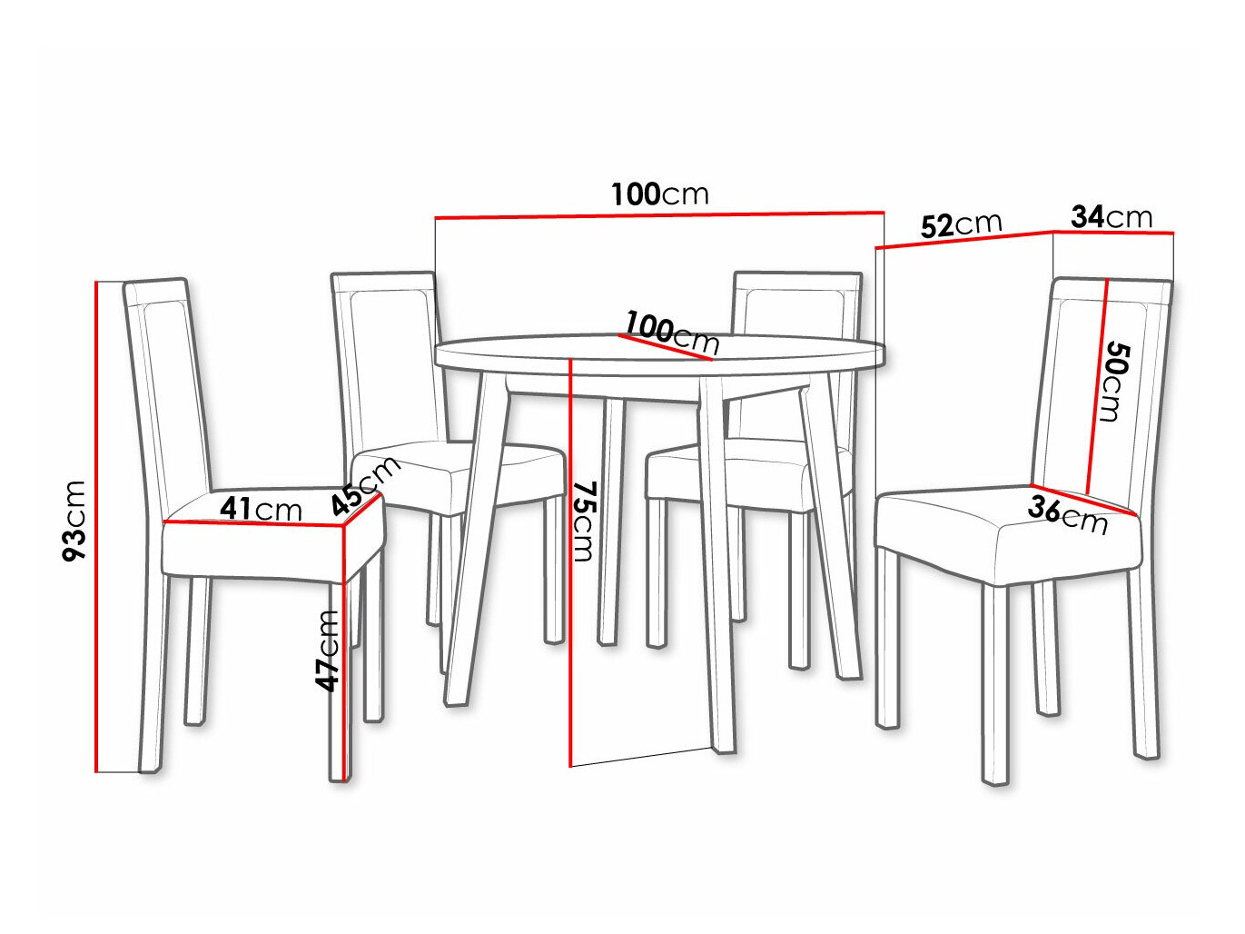 Conjunto de comedor Victorville 304 (Negro)