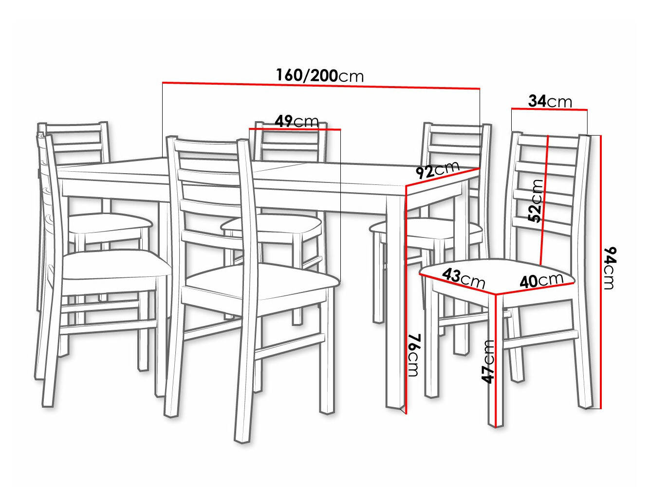 Conjunto de mesas y sillas para comedor Victorville 261 (Nuez)