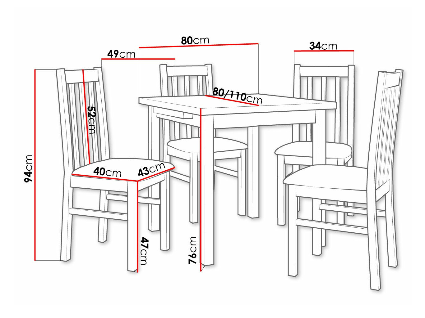 Conjunto de mesas y sillas para comedor Victorville 263 (Blanco)