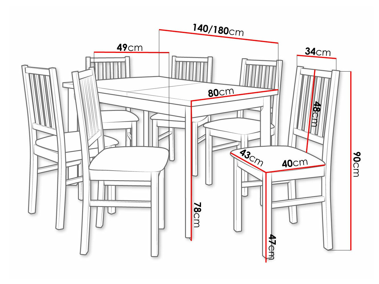 Conjunto de mesas y sillas para comedor Victorville 264 (Roble Sonoma)