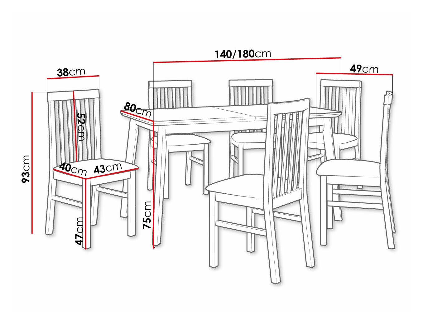 Conjunto de mesas y sillas para comedor Victorville 267 (Negro)
