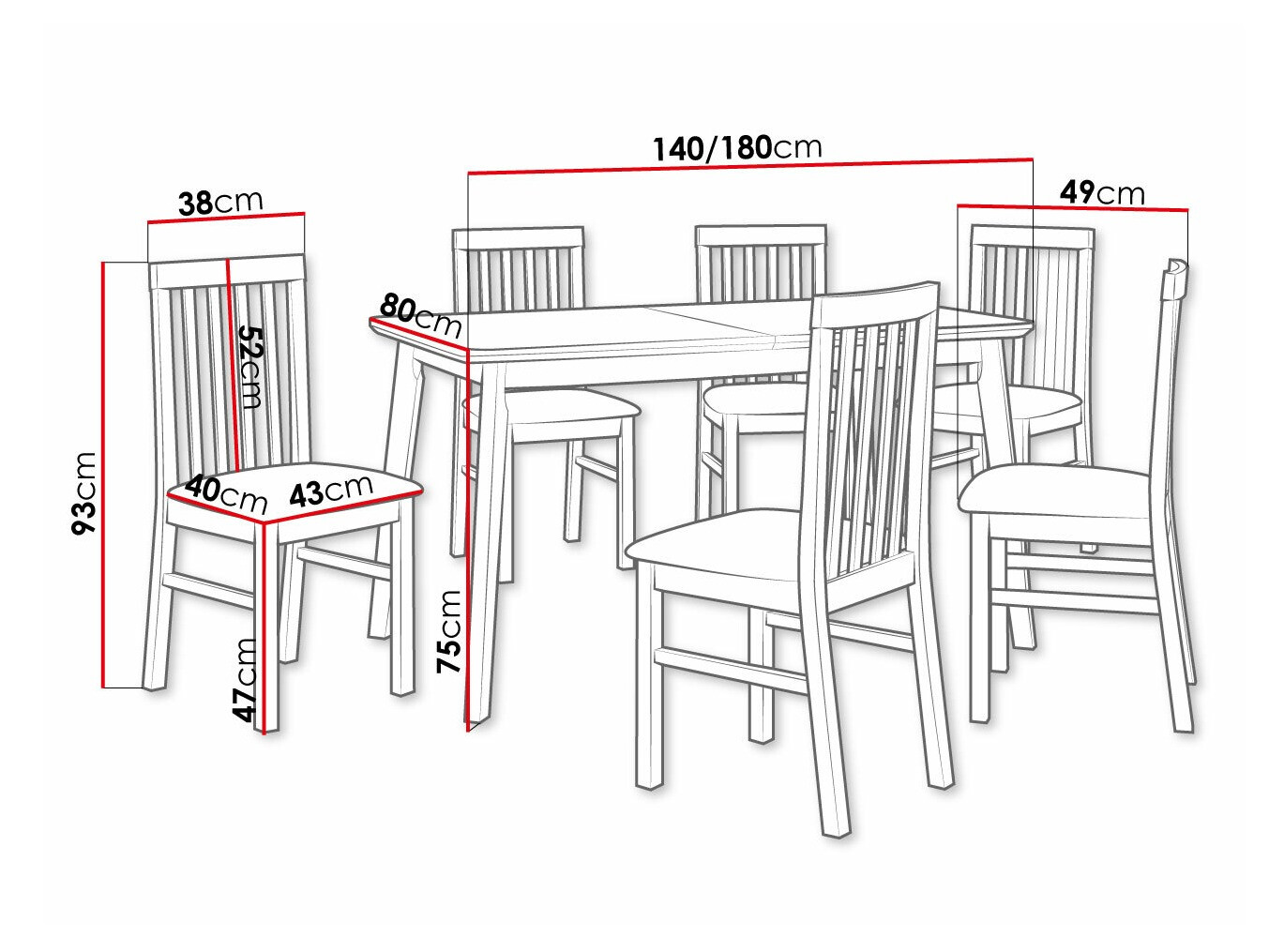 Conjunto de mesas y sillas para comedor Victorville 267 (Negro)