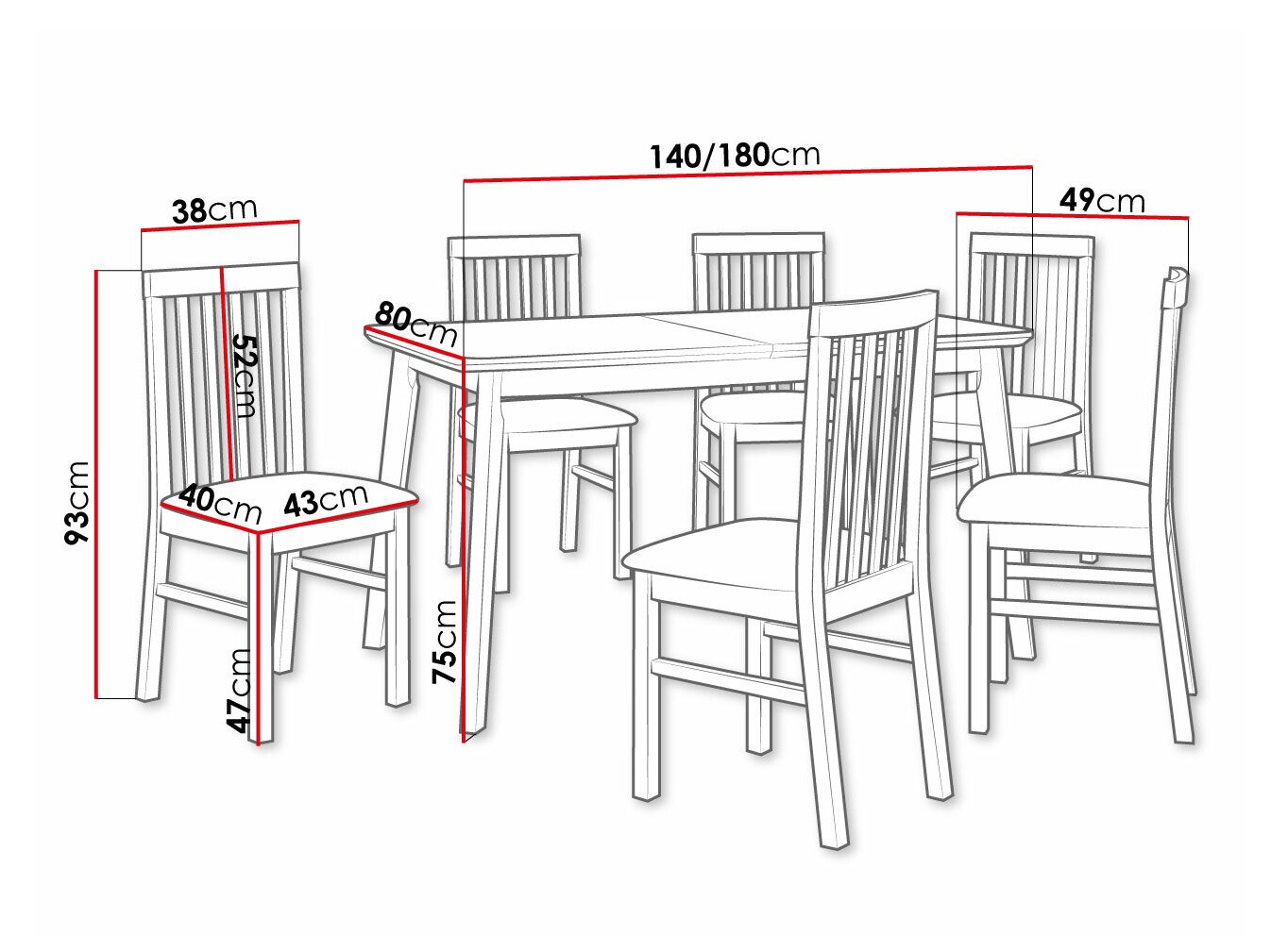 Conjunto de mesas y sillas para comedor Victorville 267 (Negro)