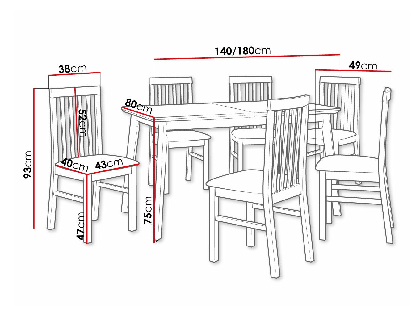 Conjunto de mesas y sillas para comedor Victorville 267 (Roble Sonoma)