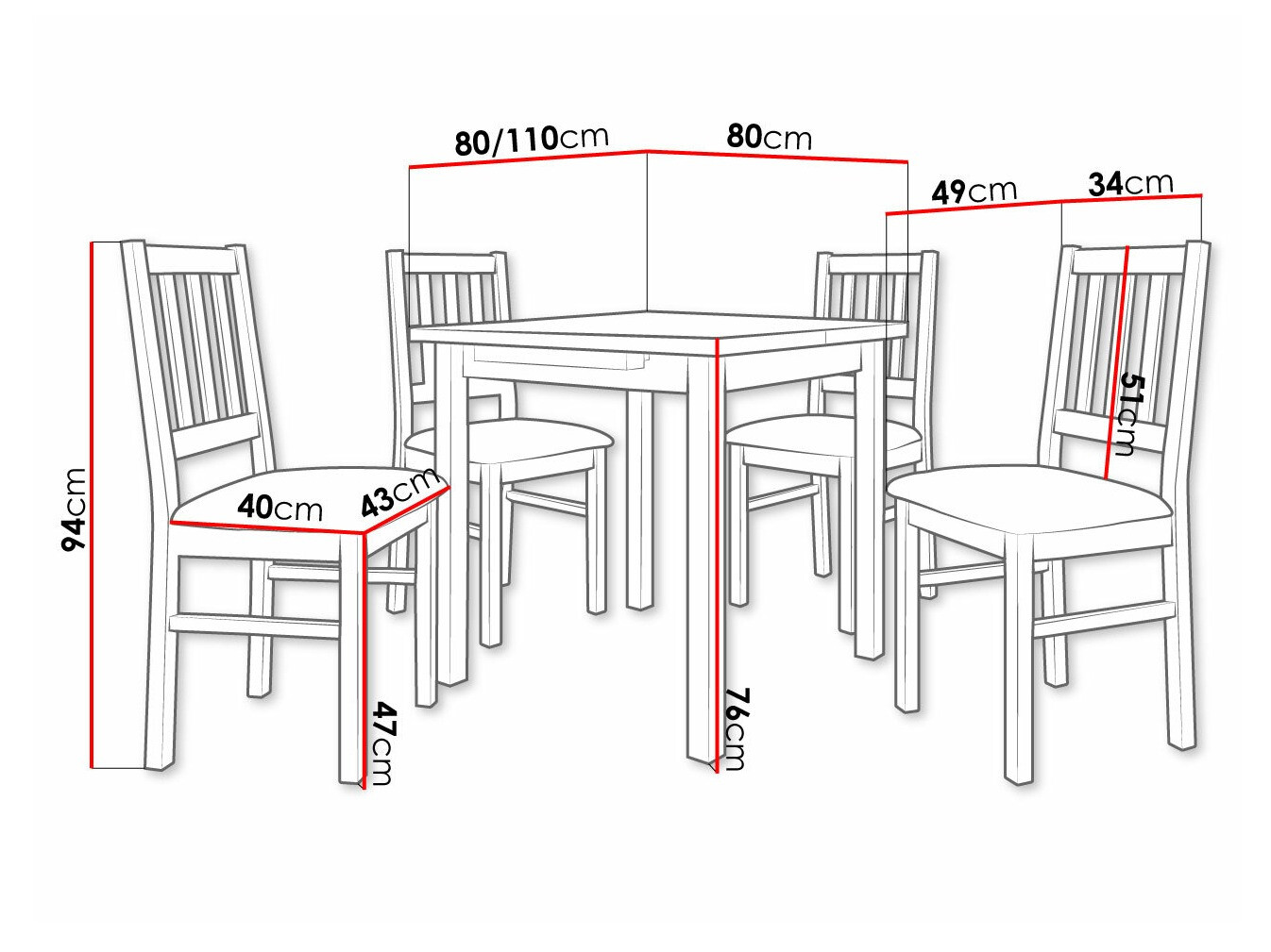 Conjunto de mesas y sillas para comedor Victorville 275 (Kronos 22)