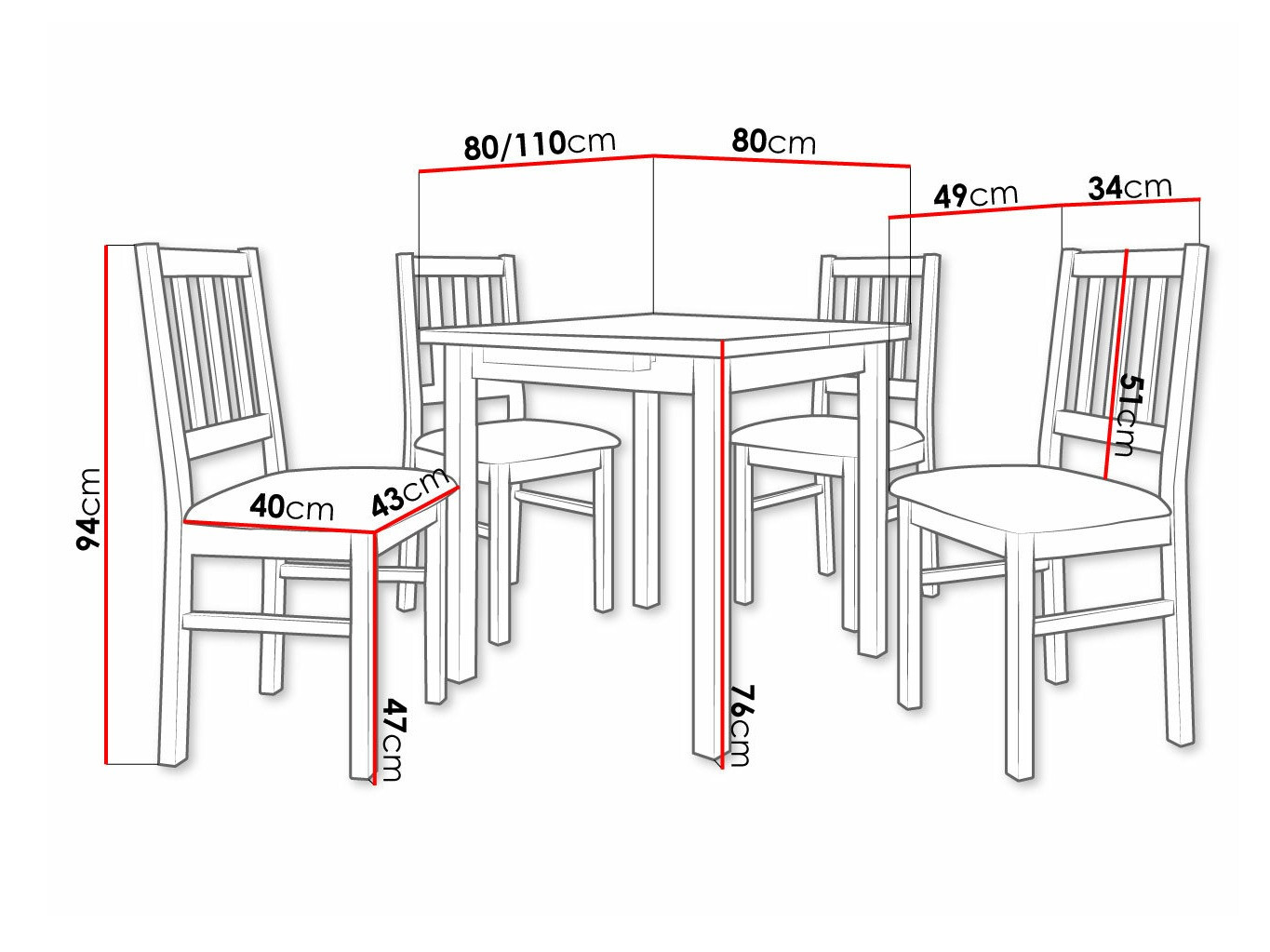Conjunto de mesas y sillas para comedor Victorville 275 (Nuez)