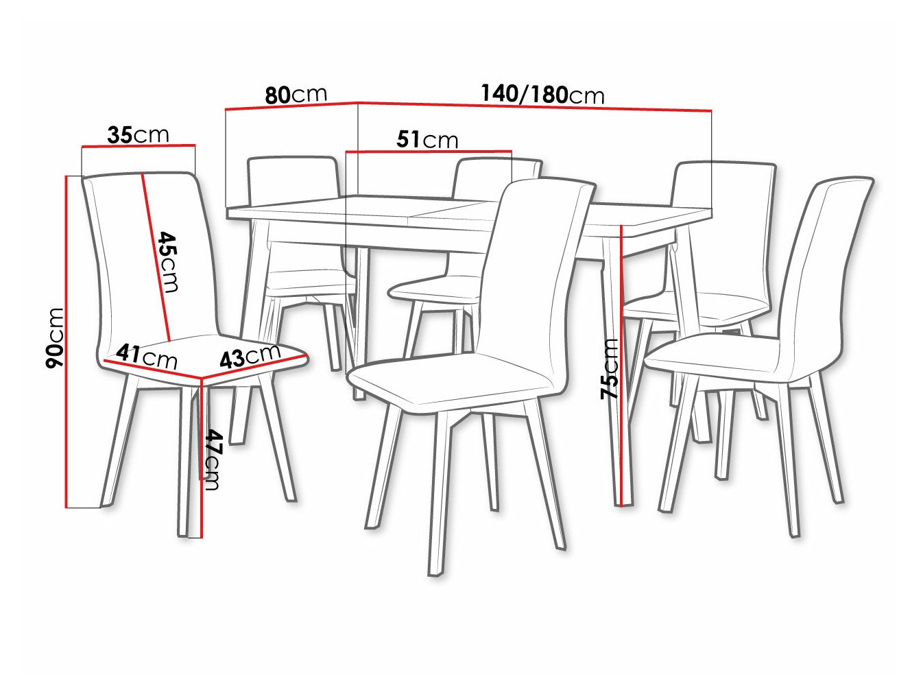 Conjunto de mesas y sillas para comedor Victorville 292 (Blanco + Negro)