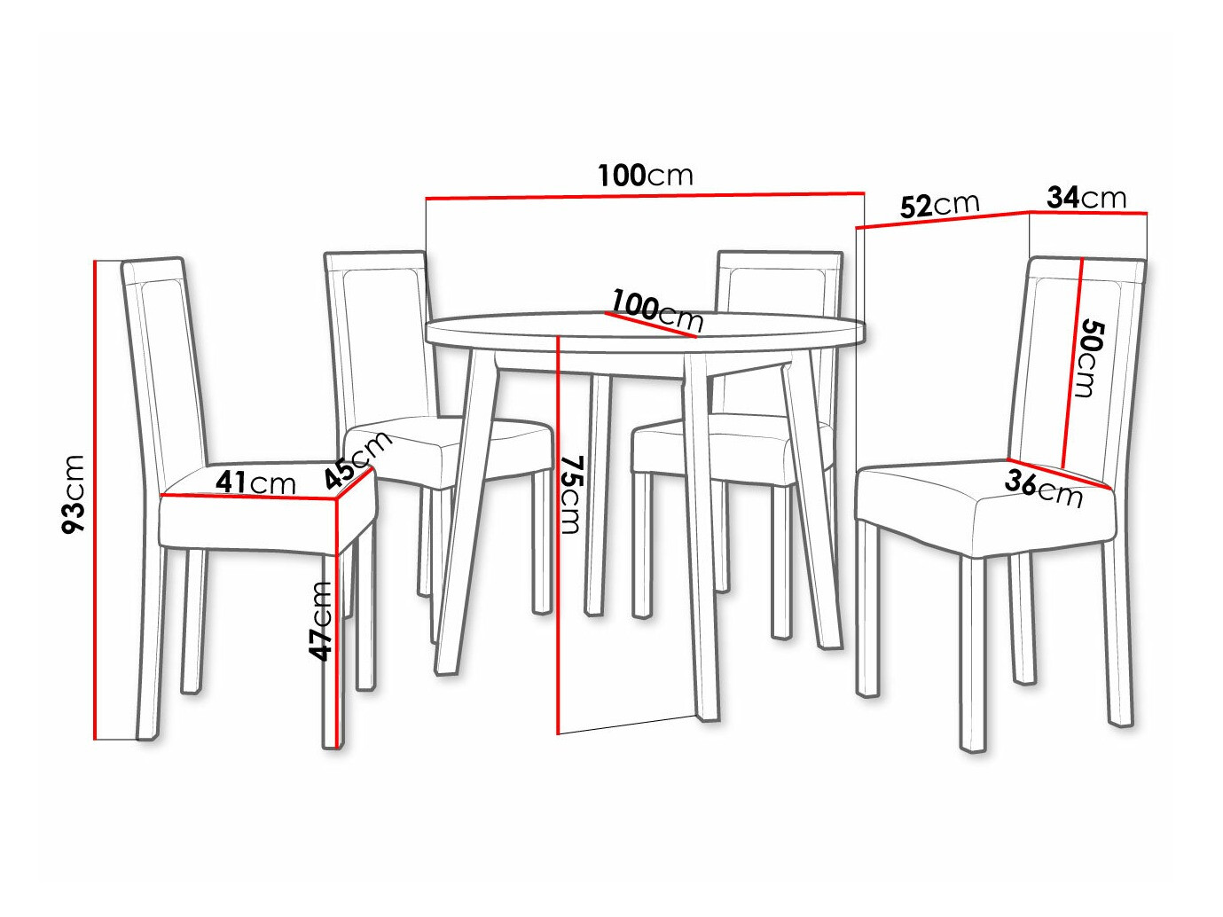 Conjunto de mesas y sillas para comedor Victorville 304 (Blanco)