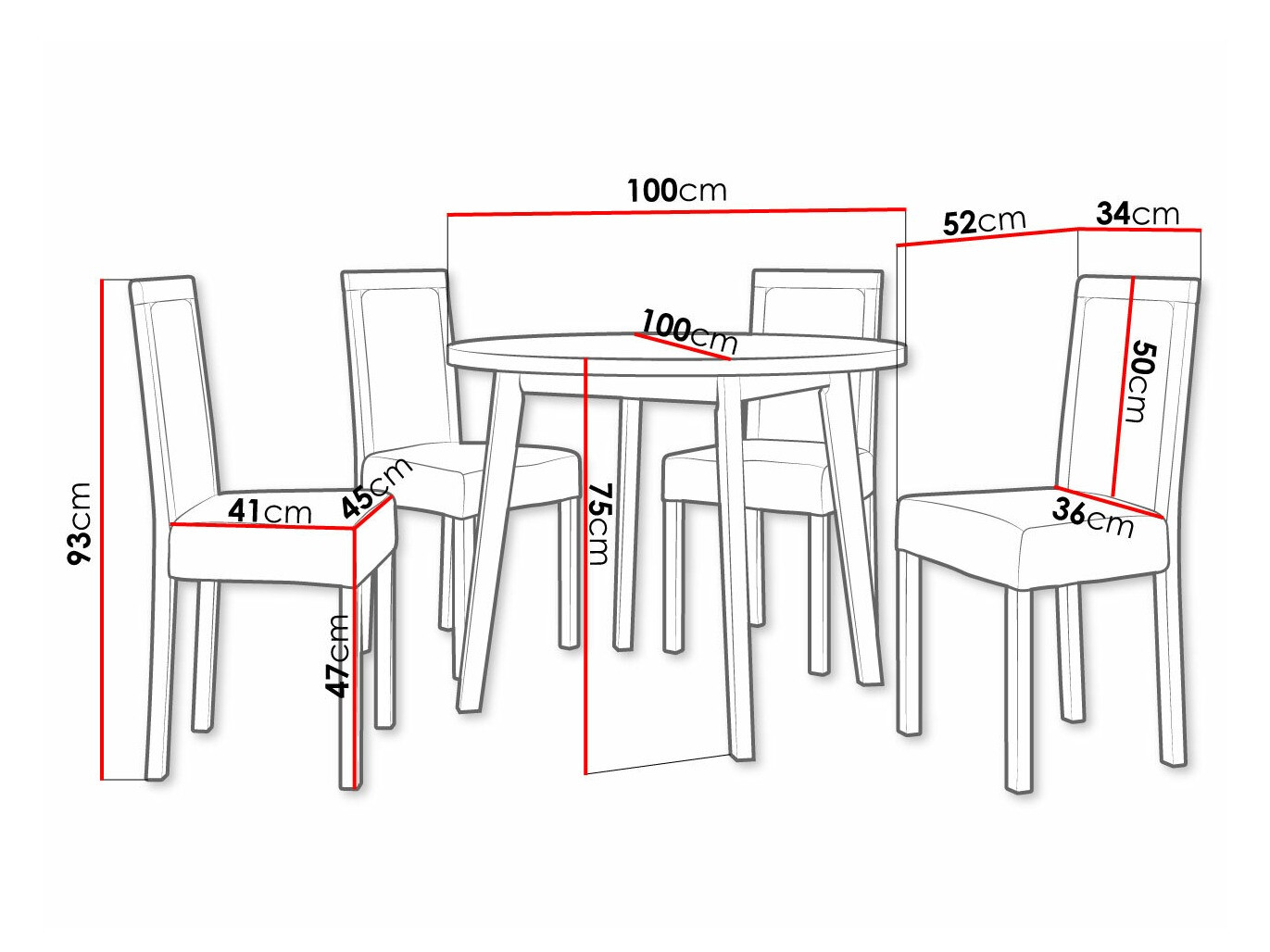 Conjunto de mesas y sillas para comedor Victorville 304 (Negro)