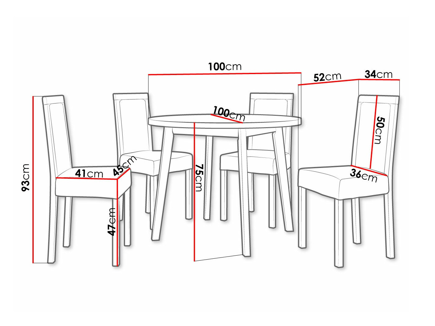 Conjunto de mesas y sillas para comedor Victorville 304 (Roble Sonoma)