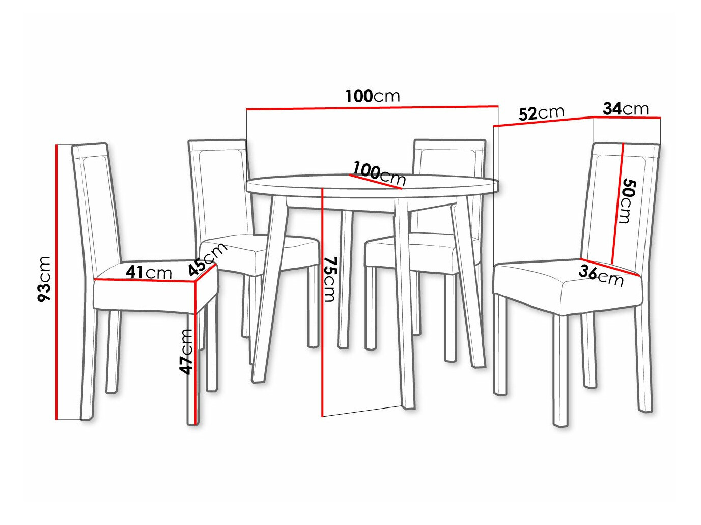 Conjunto de comedor Victorville 306 (Negro)