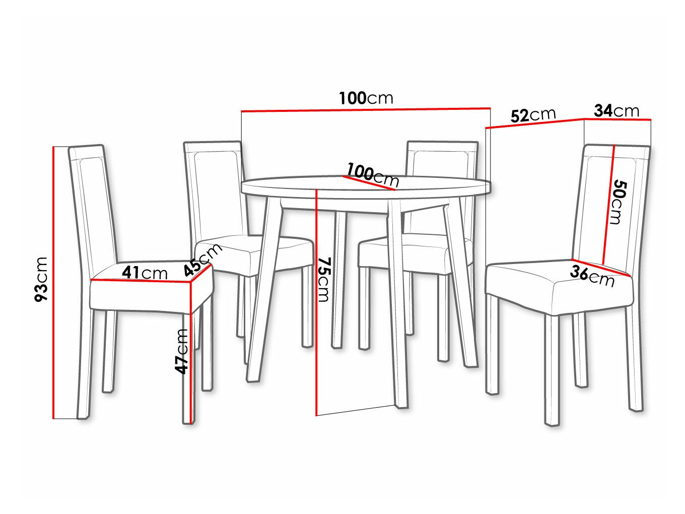 Conjunto de mesas y sillas para comedor Victorville 306 (Negro)