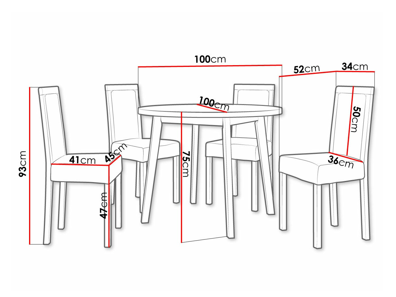 Conjunto de mesas y sillas para comedor Victorville 306 (Negro)