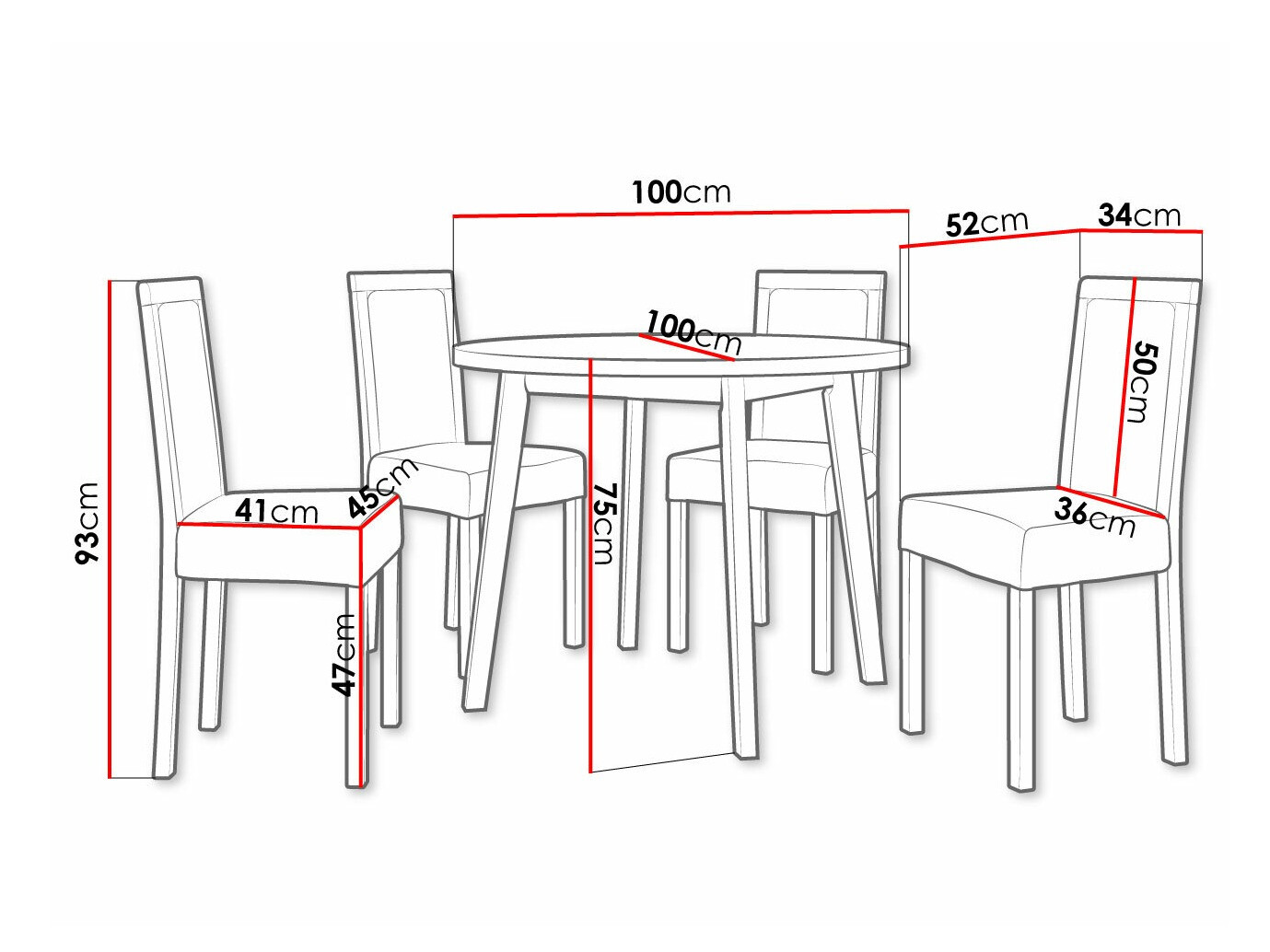 Conjunto de mesas y sillas para comedor Victorville 306 (Negro)