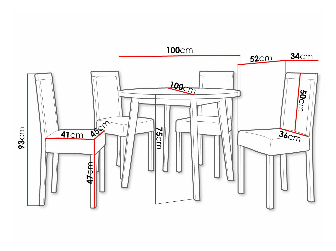 Conjunto de mesas y sillas para comedor Victorville 306 (Negro)