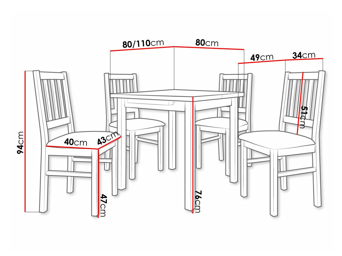 Conjunto de comedor Victorville 314 (Blanco)