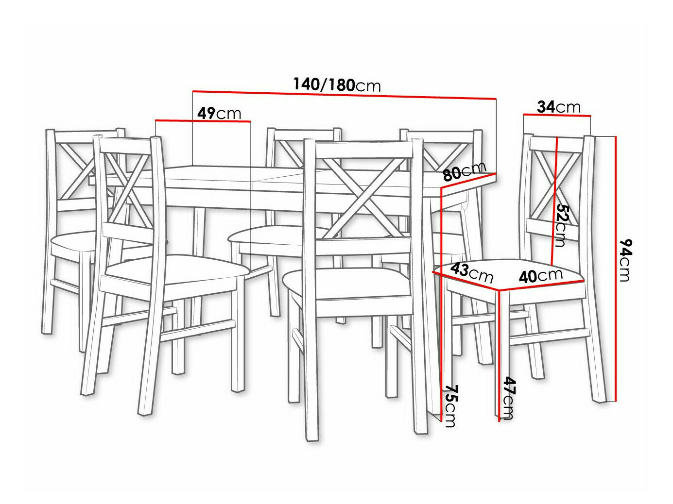Conjunto de comedor Victorville 317 (Negro)