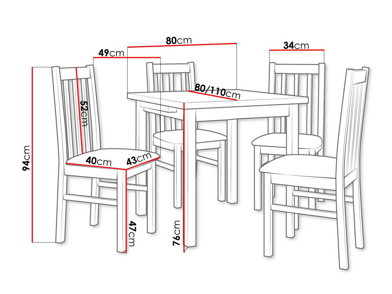 Conjunto de comedor Victorville 319 (Blanco)