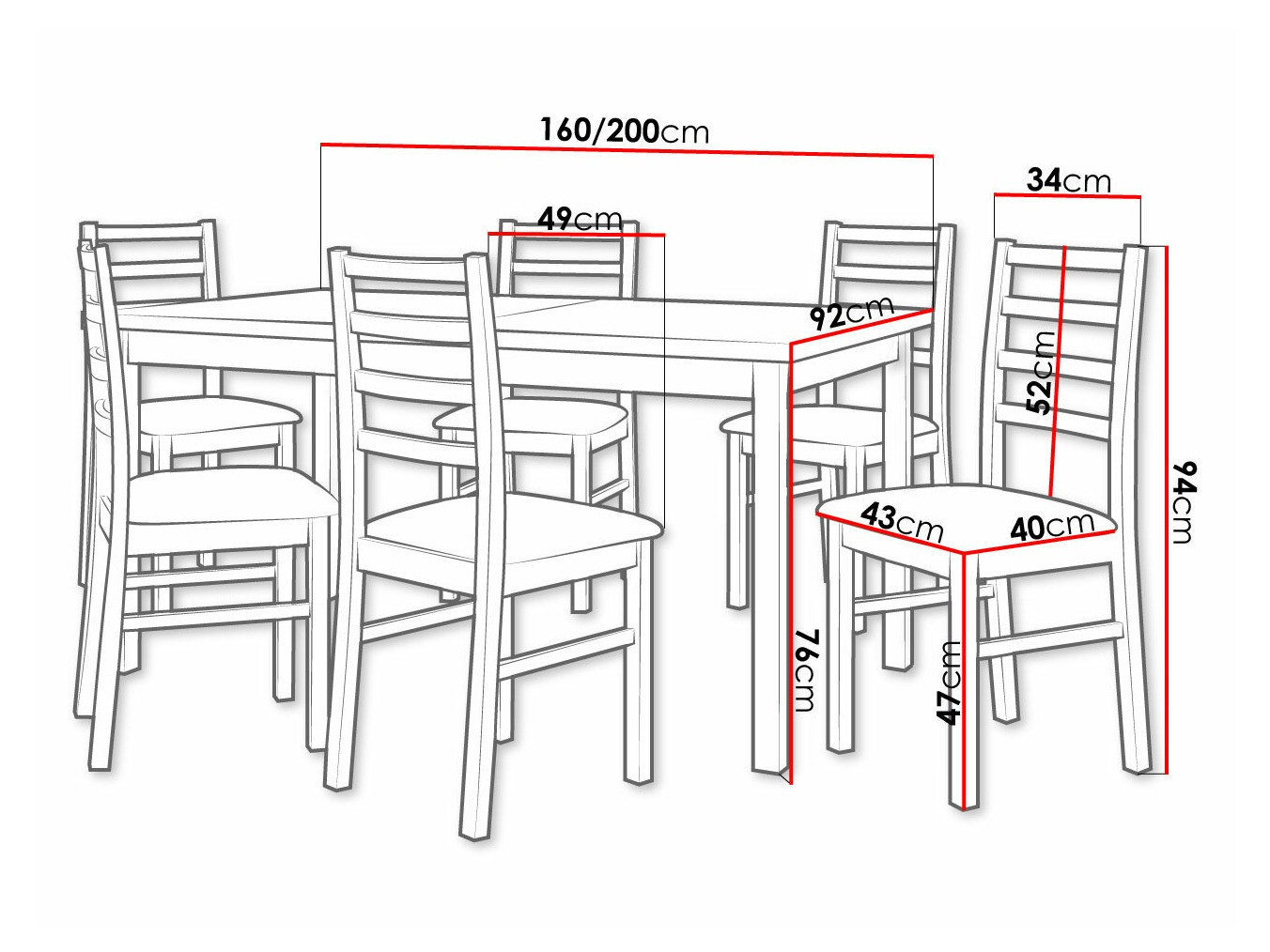 Conjunto de mesas y sillas para comedor Victorville 307 (Nuez)