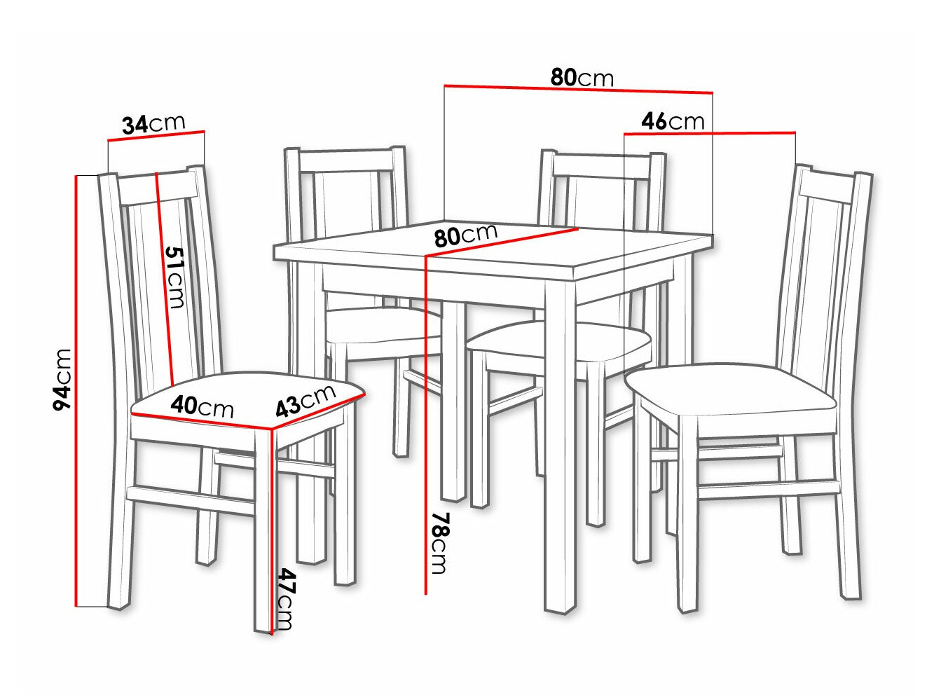 Conjunto de mesas y sillas para comedor Victorville 310 (Roble Sonoma)